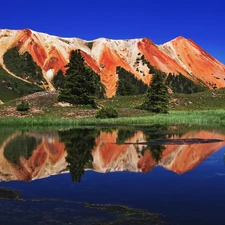 Mirror, Mountains, ##, lake, reflection, Sky
