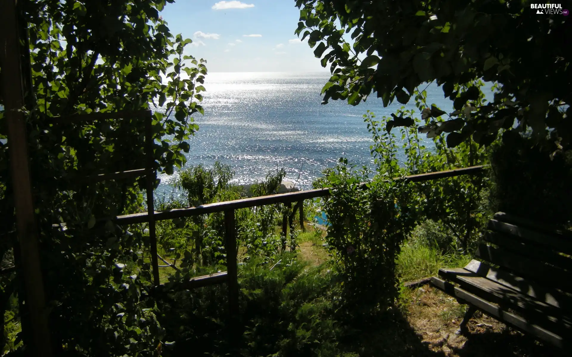 sea, corner, Bench, lovely