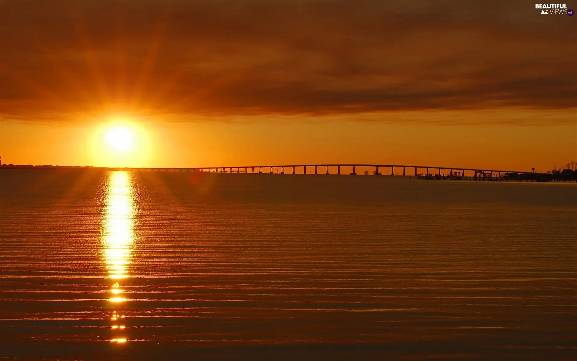 west, River, bridge, sun