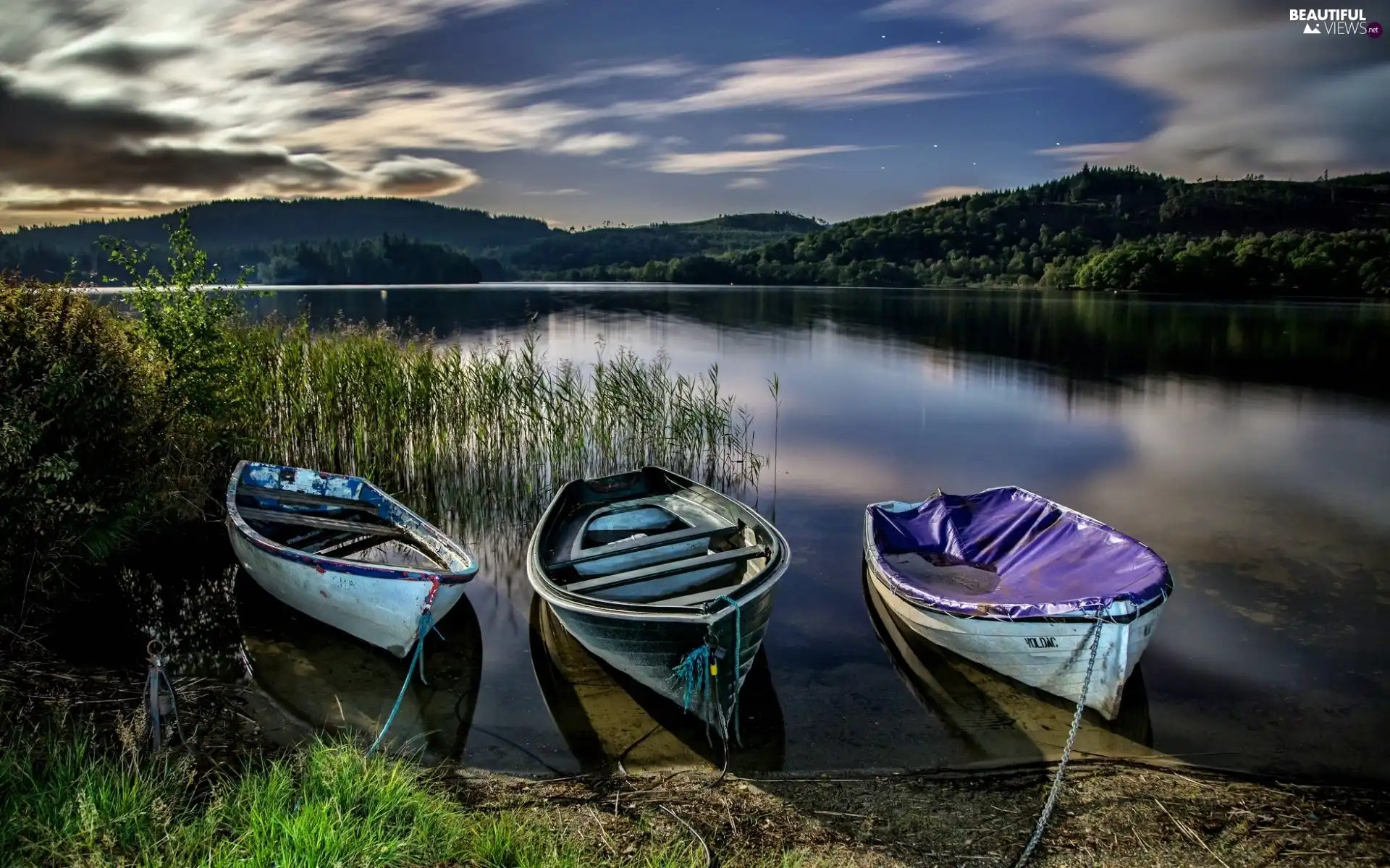 lake, boats, Cane, The Hills