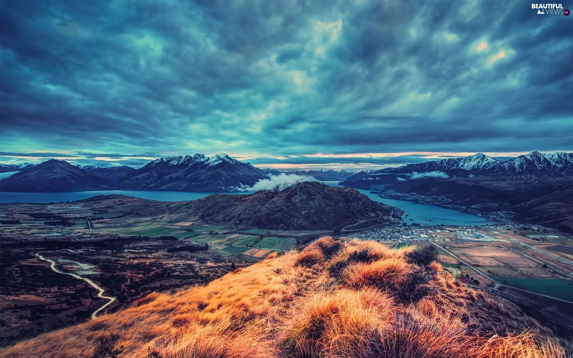 clouds, Mountains, Valley