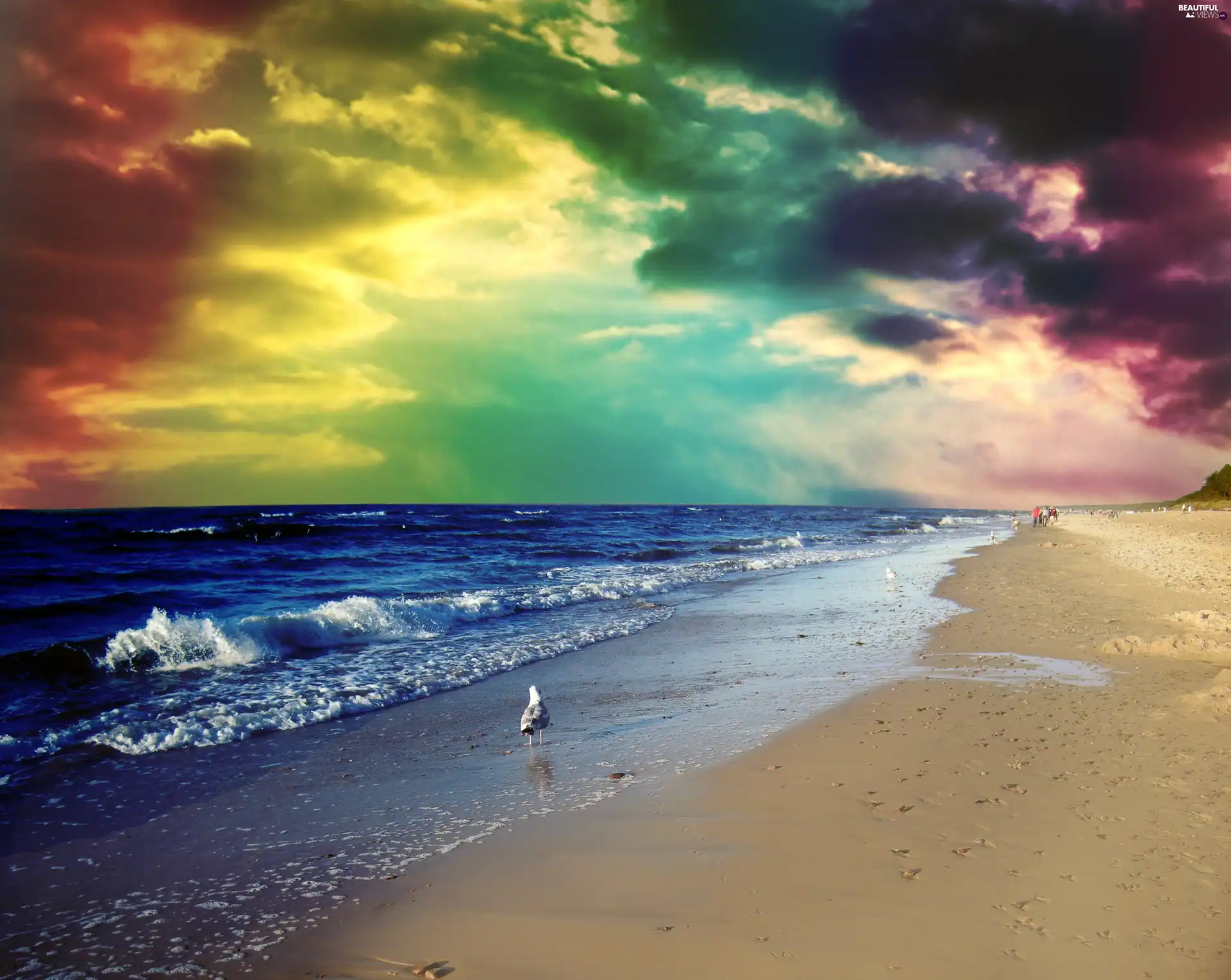 color, Sky, sea, Beaches, clouds - Beautiful views wallpapers: 3264x2600