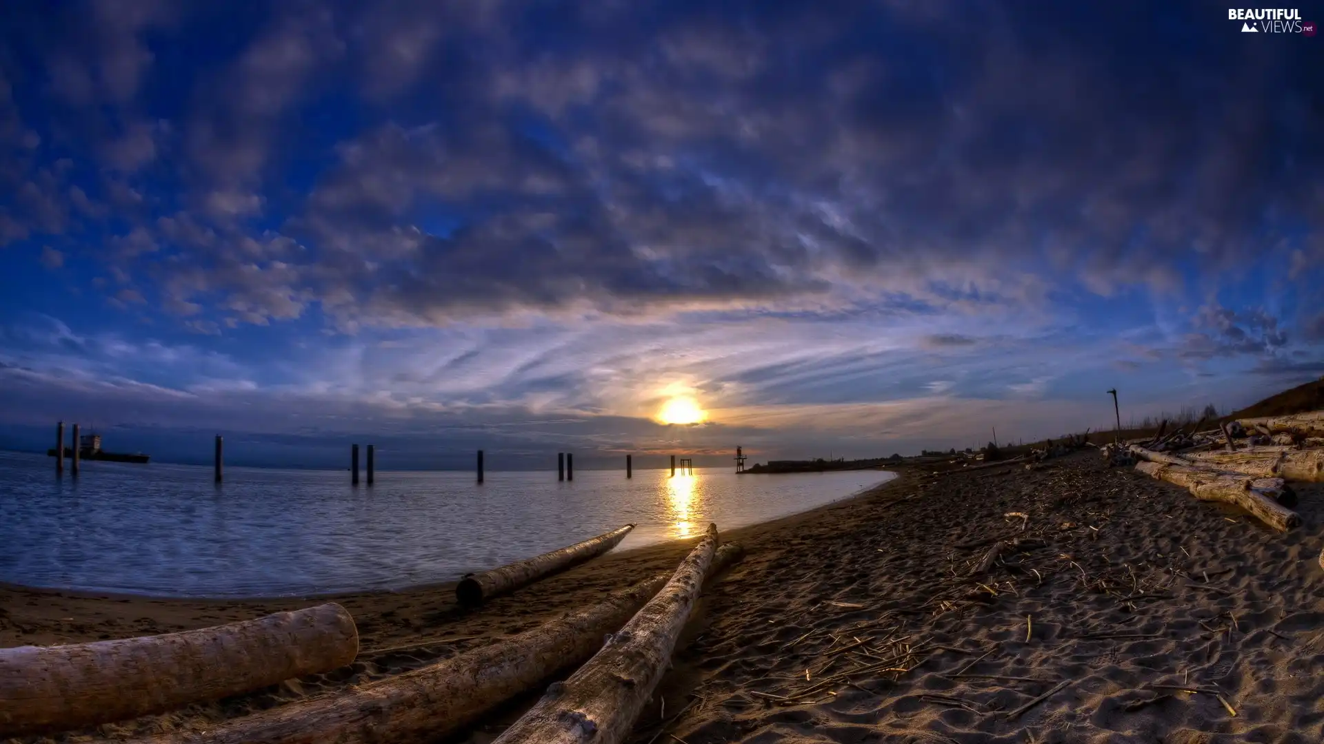 Column, Beaches, sun, sea, west