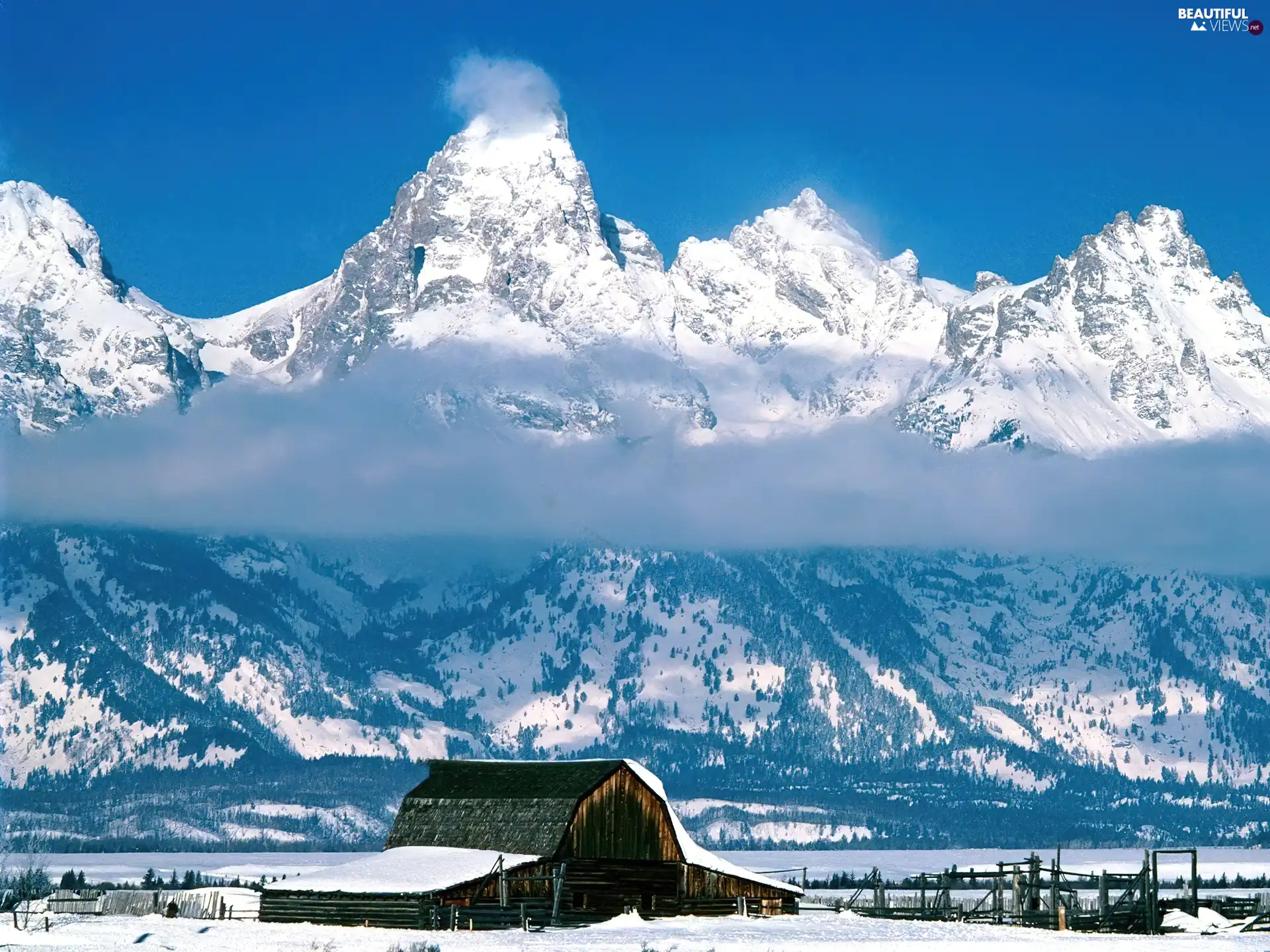 Cottage, snow, winter