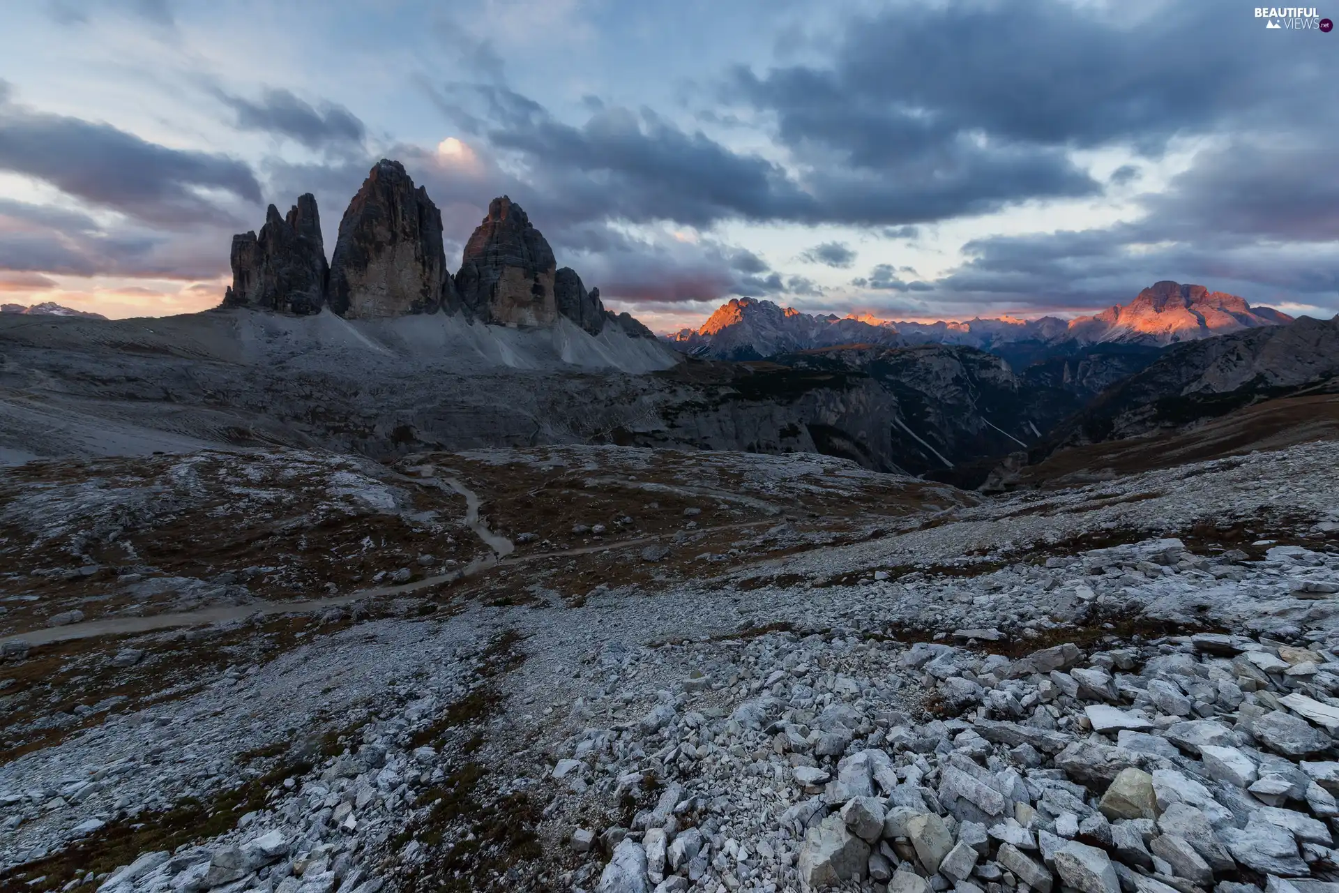 Dolomites, Italy, peaks, Massif Tre Cime di Lavaredo, Mountains