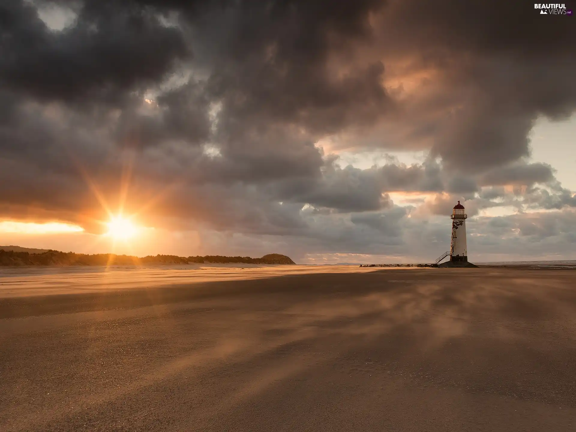 east, sun, maritime, clouds, Lighthouse