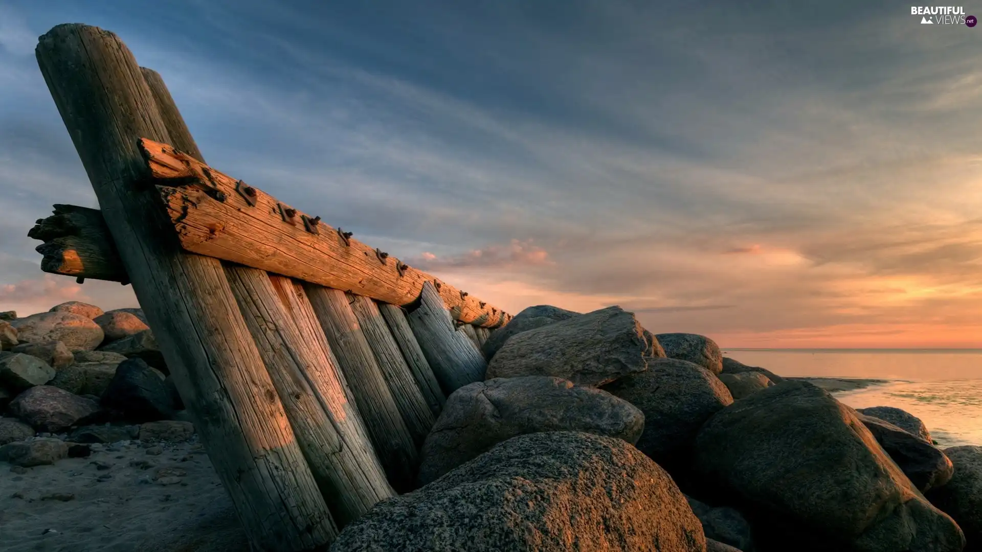 sea, Stones, Fance, breakwater