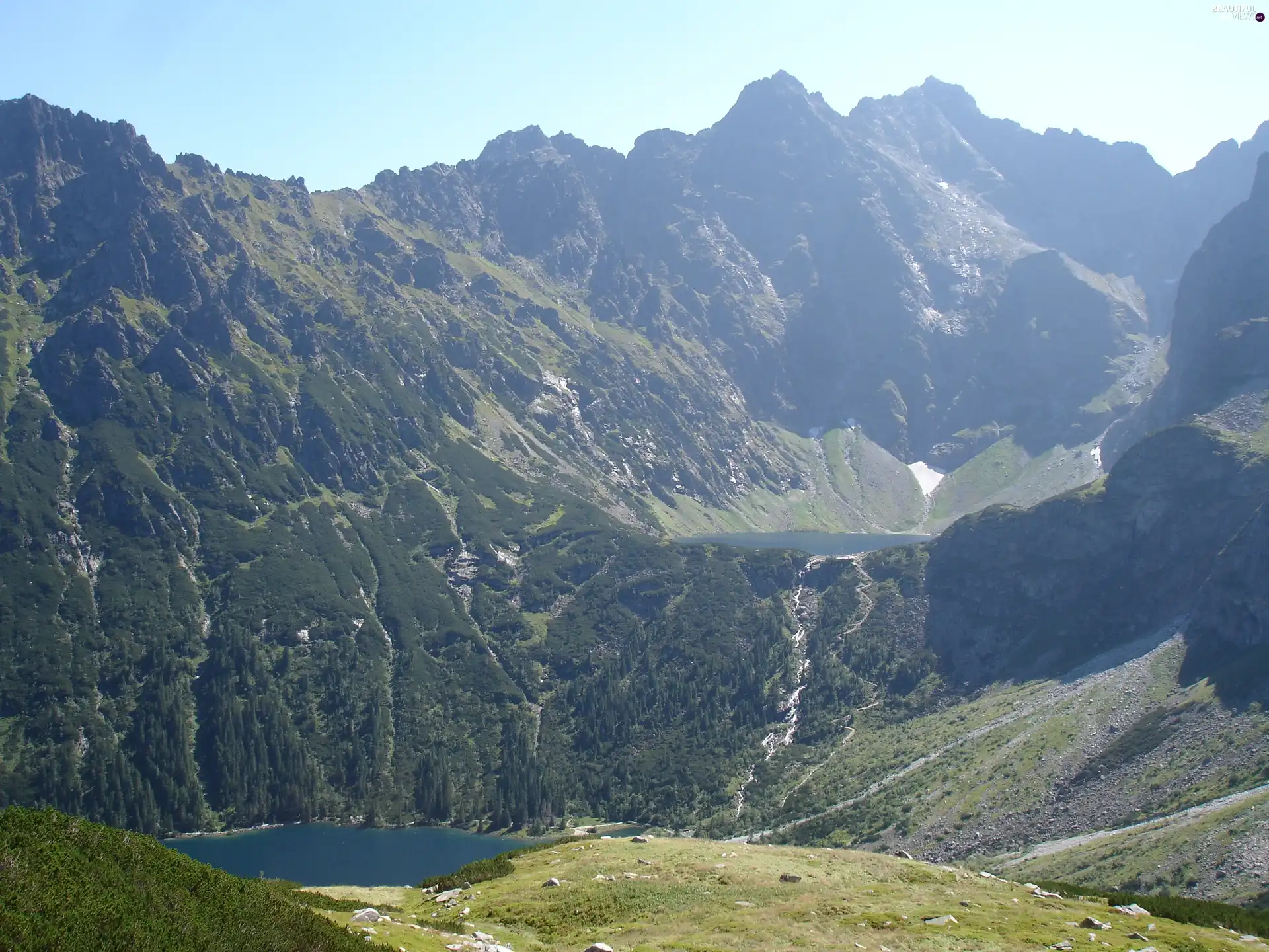 Black, Mountains, features, Pond - car