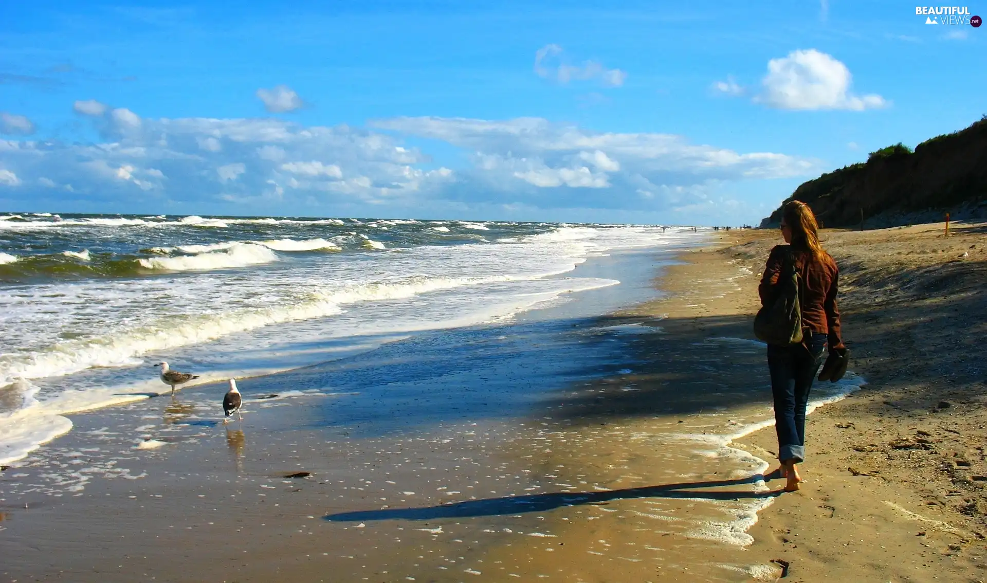 sea, Beaches, girl, summer