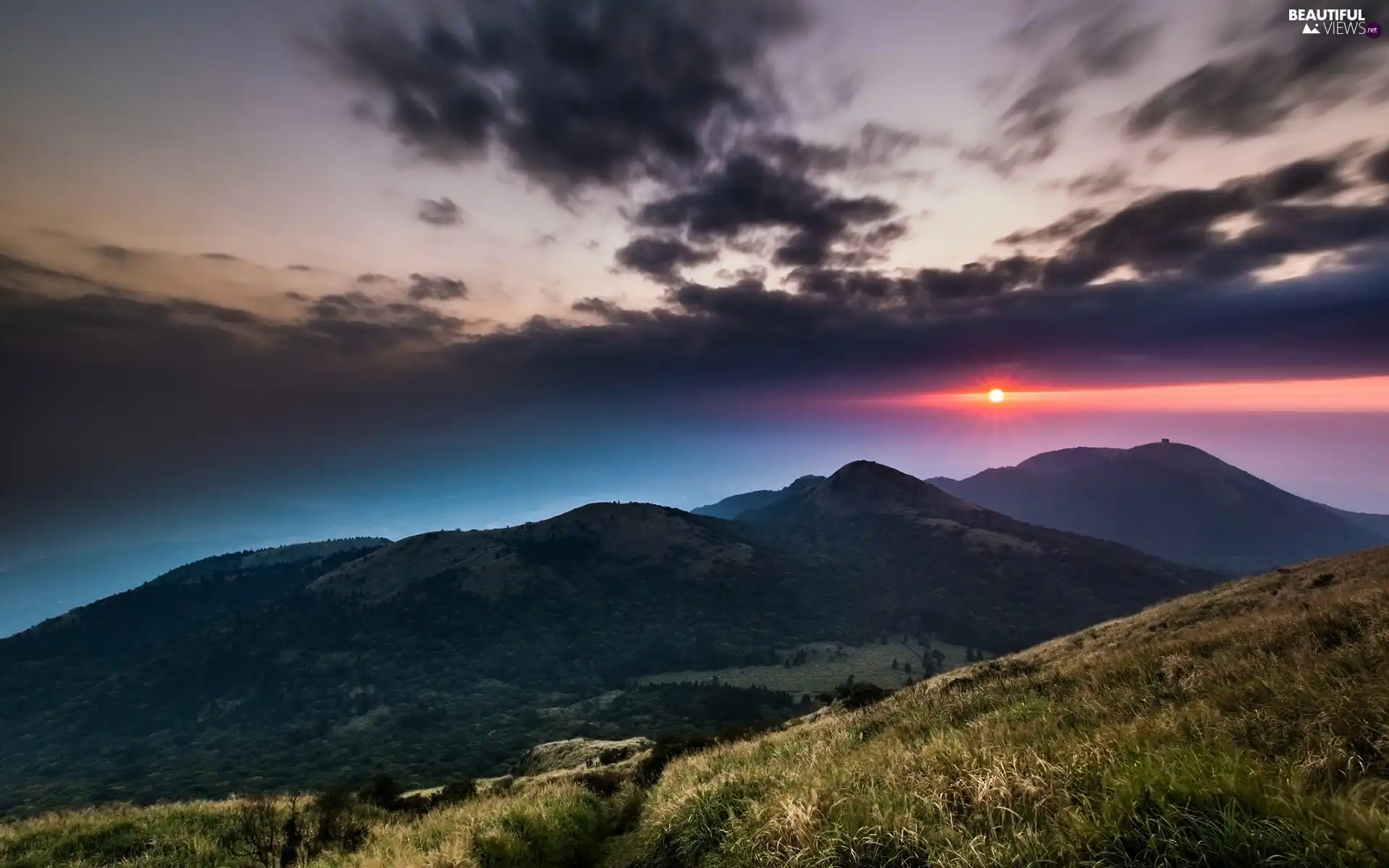 Meadow, Mountains, Great Sunsets