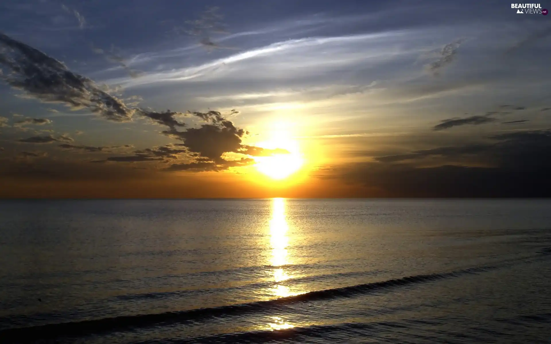 sea, horizon, Great Sunsets, Sky