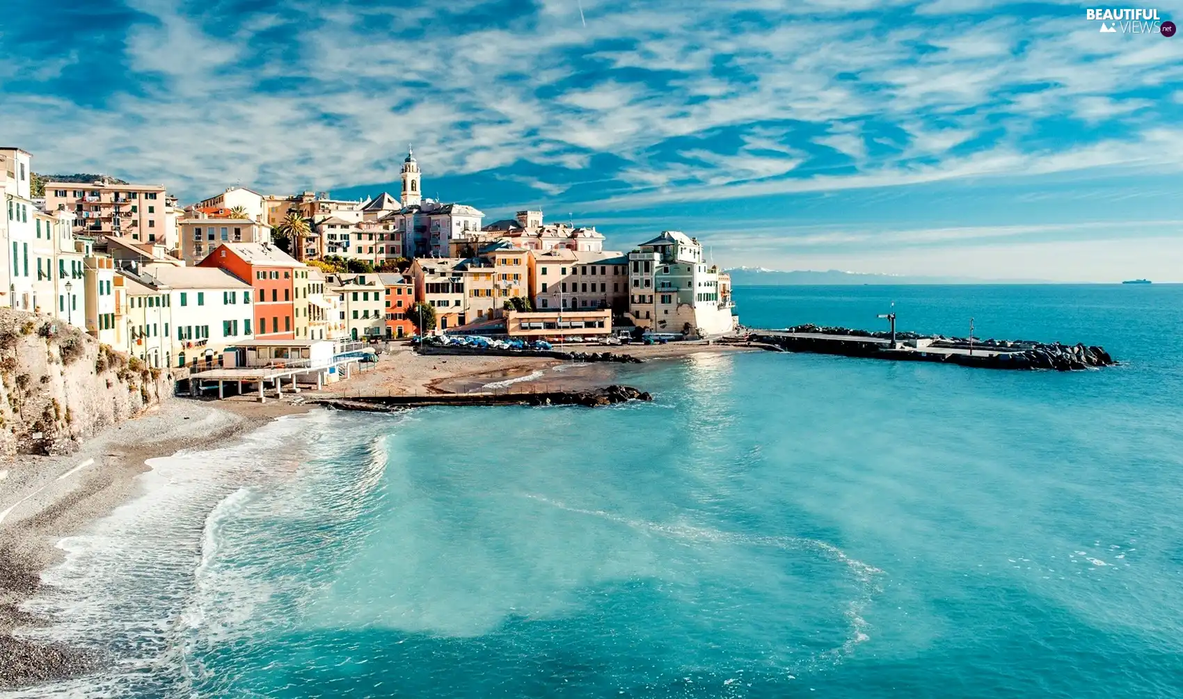 Italy, Town, Houses, sea