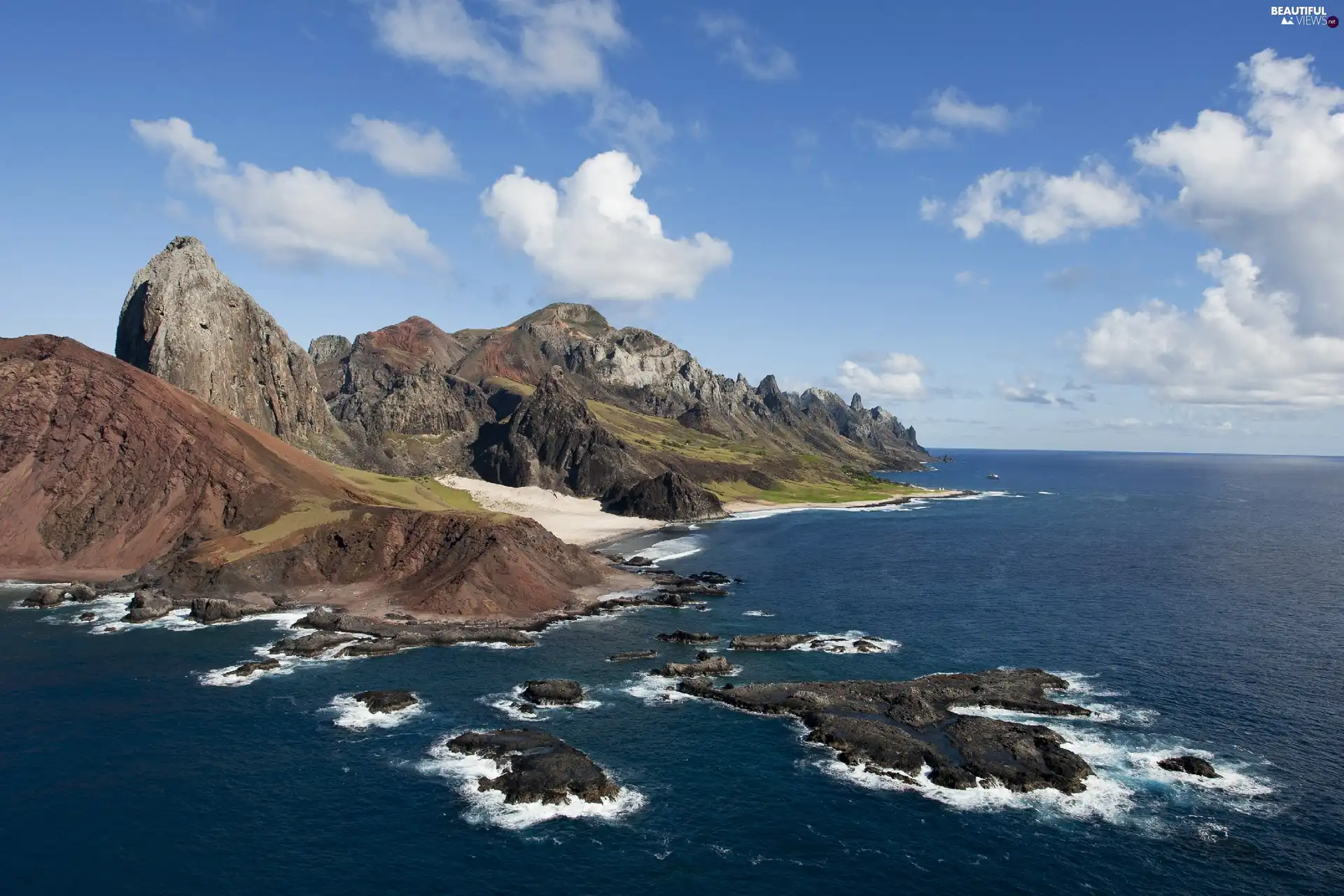 Island, sea, rocks