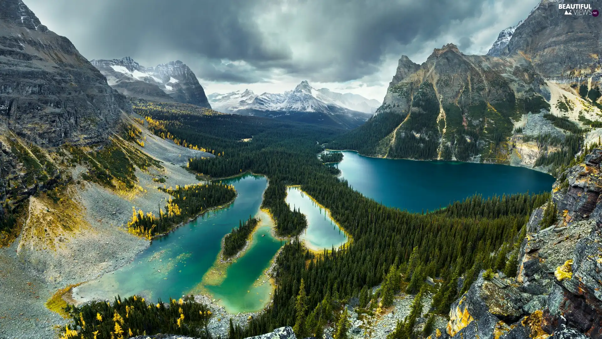 Mary Lake, British Columbia, Mountains, Yoho National Park, Canada, Lake OHara, clouds