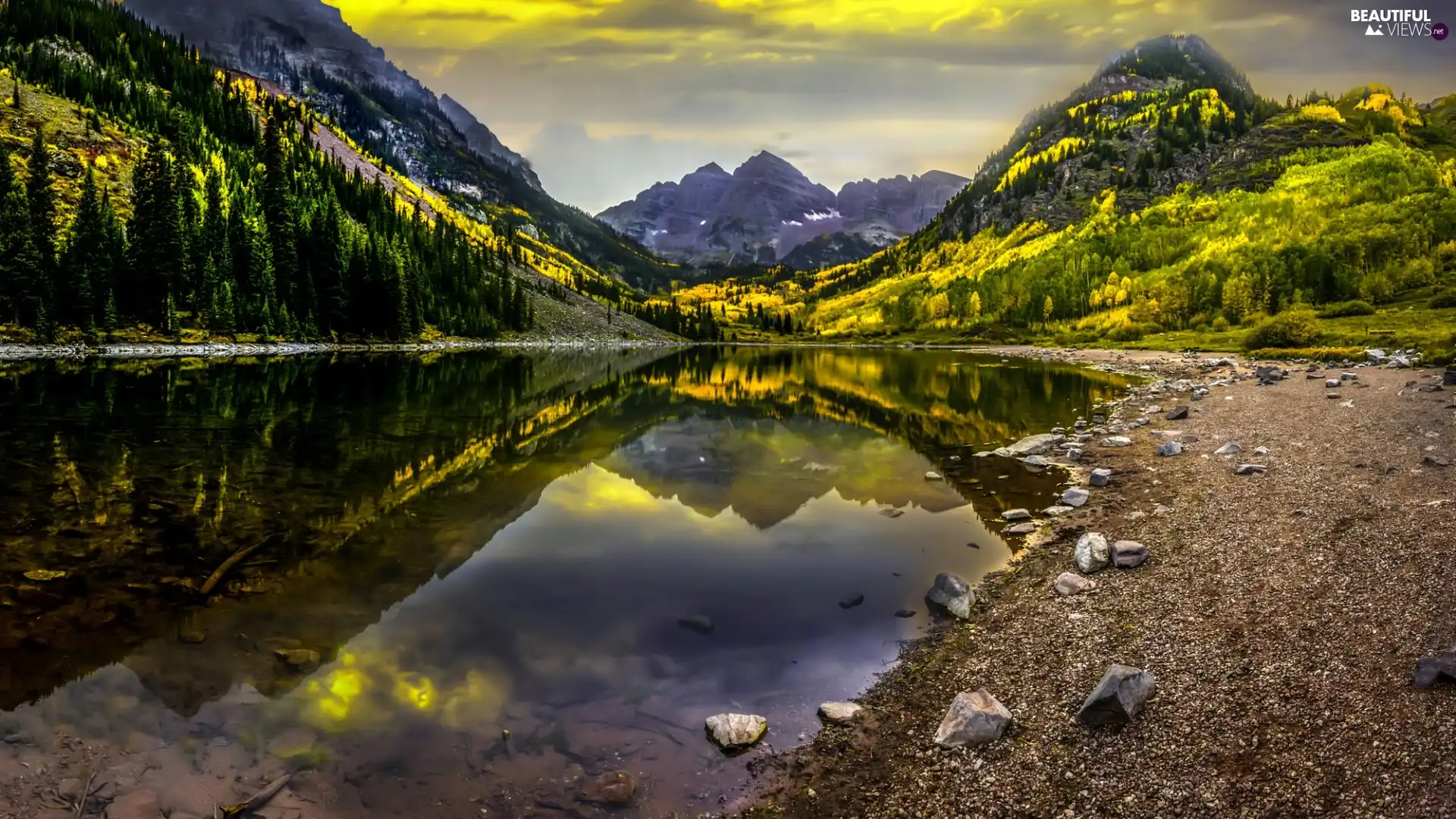 lake, Mountains, forest