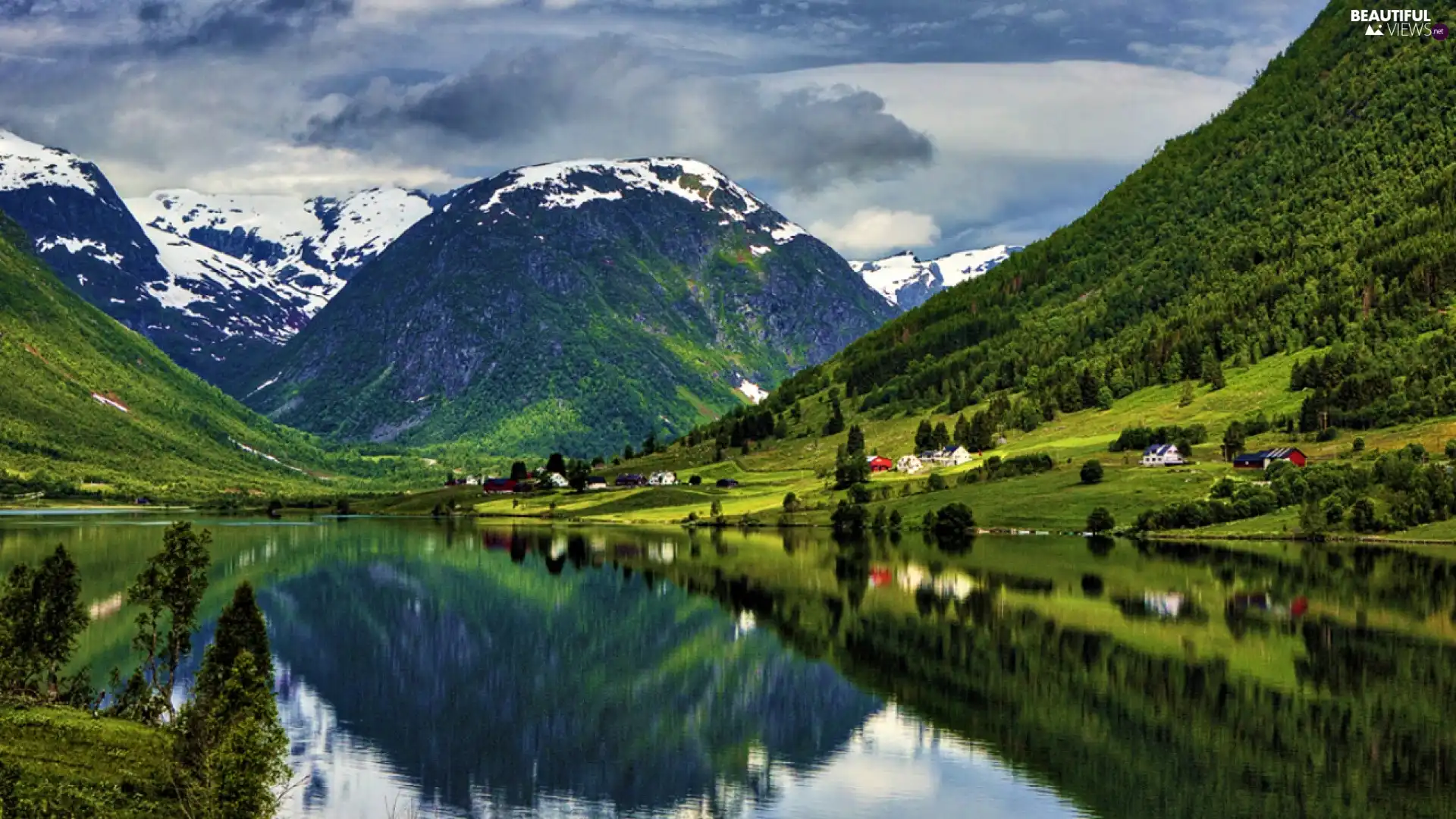 lake, Mountains, forest