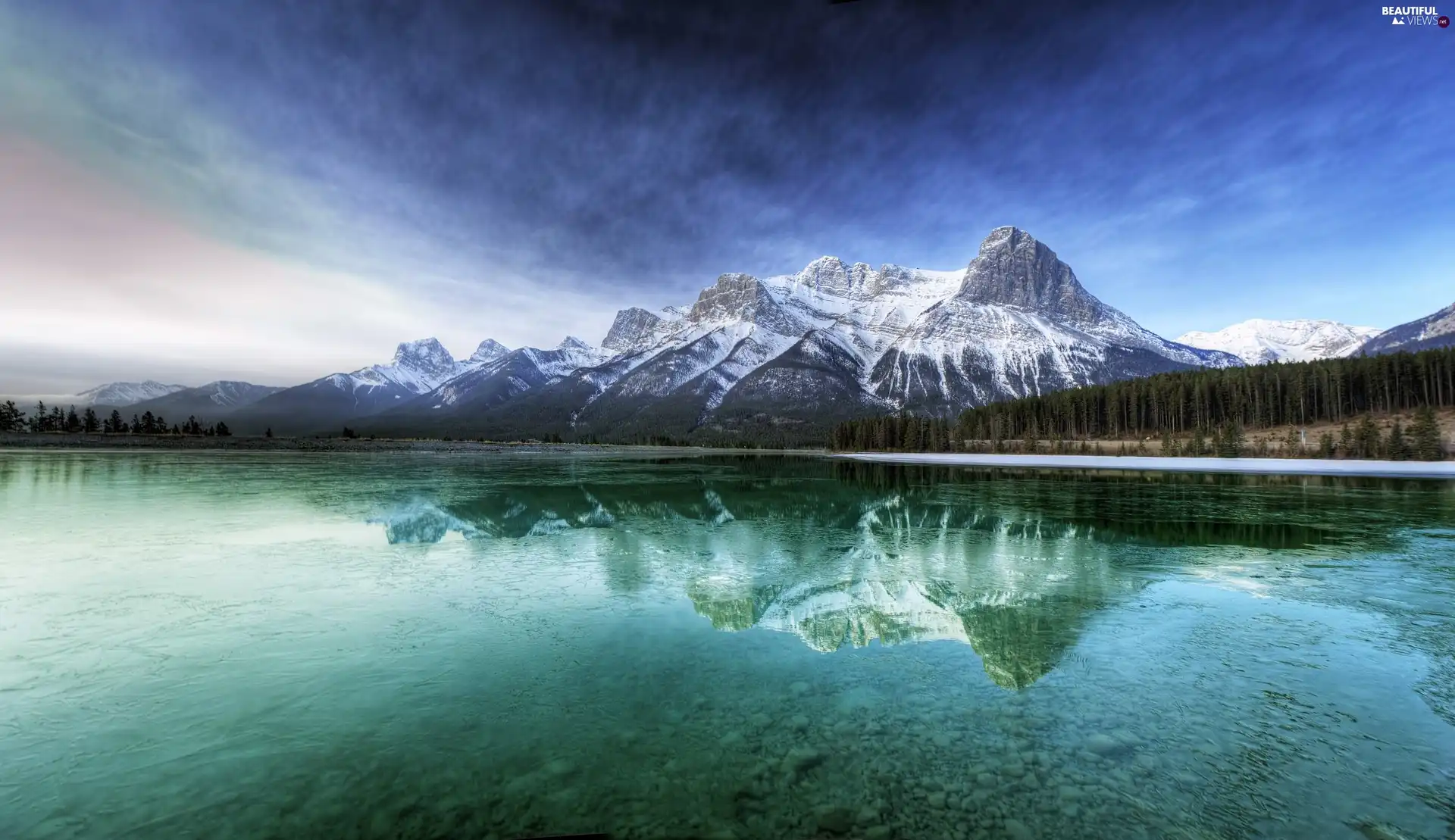 Mountains, lake