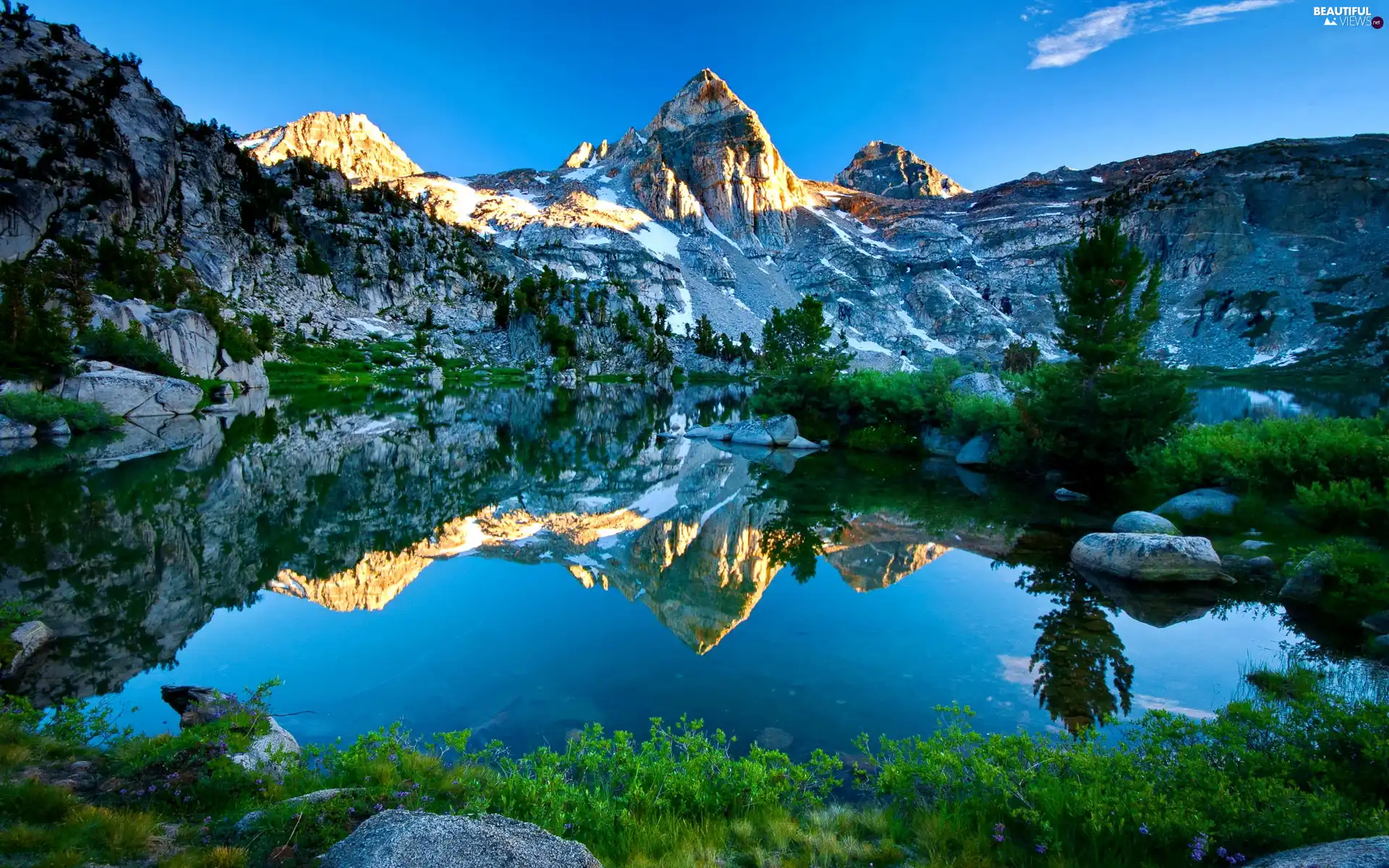 Mountains, lake