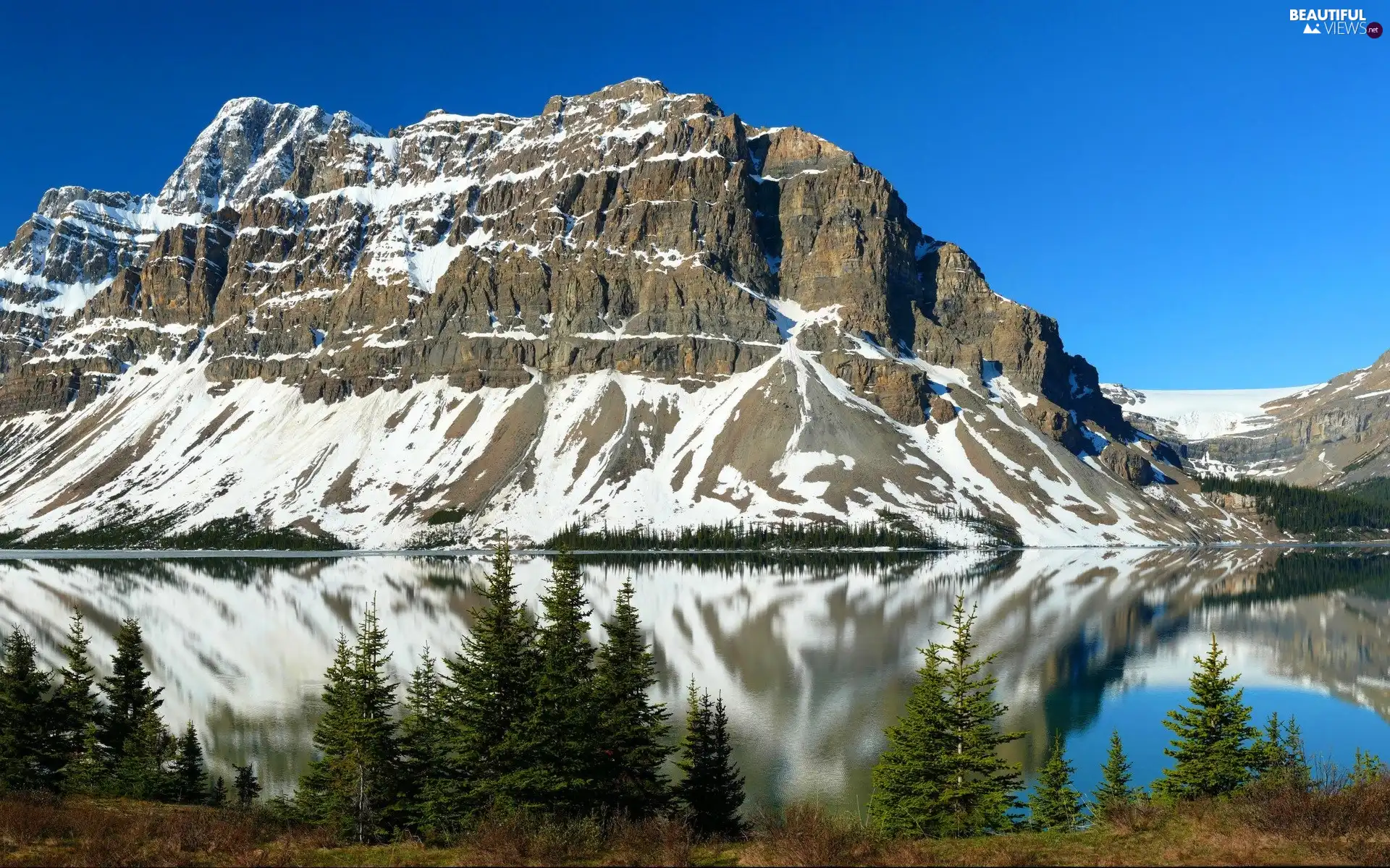 lake, Snowy, Mountains