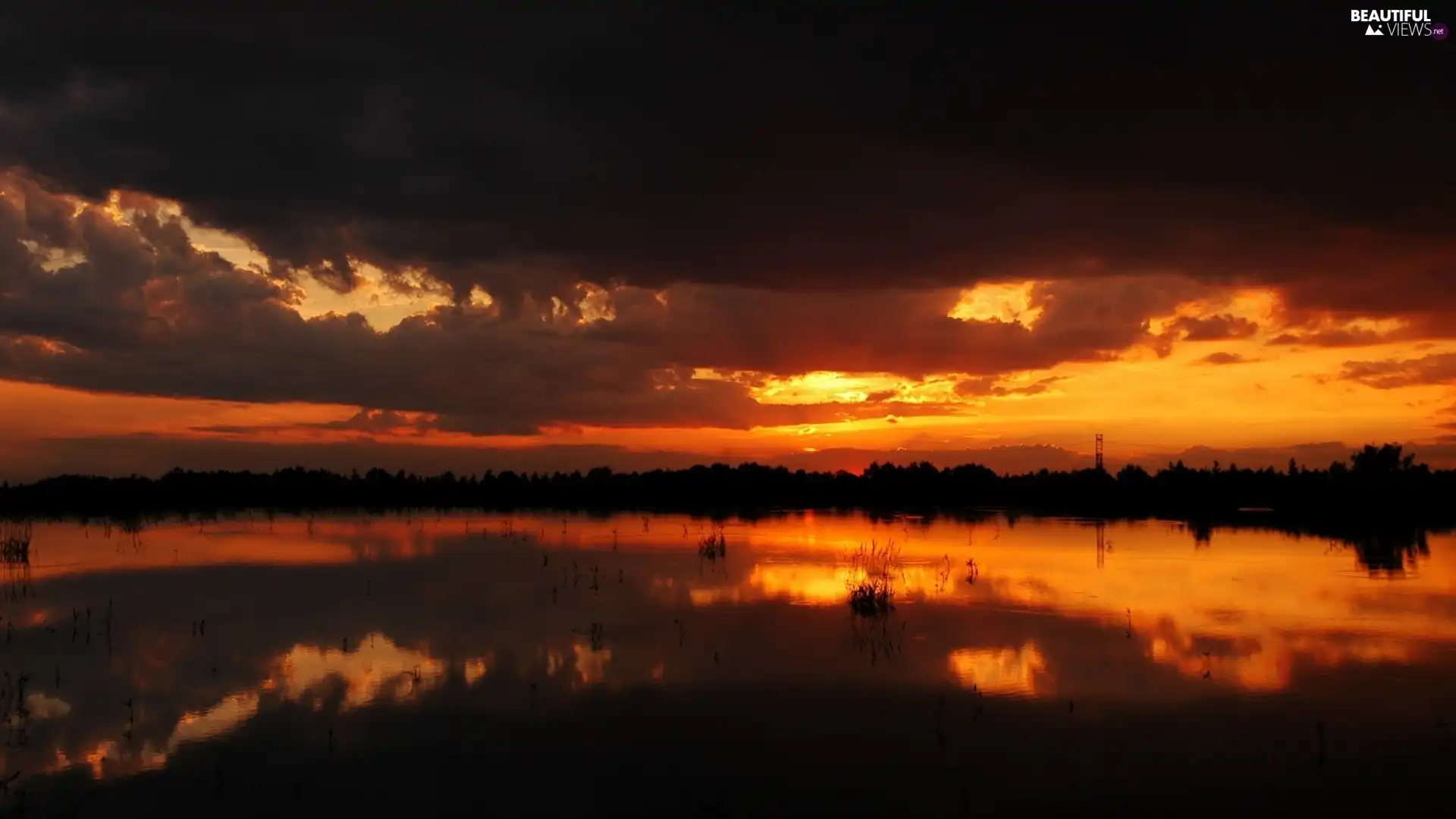 west, by, lake, sun