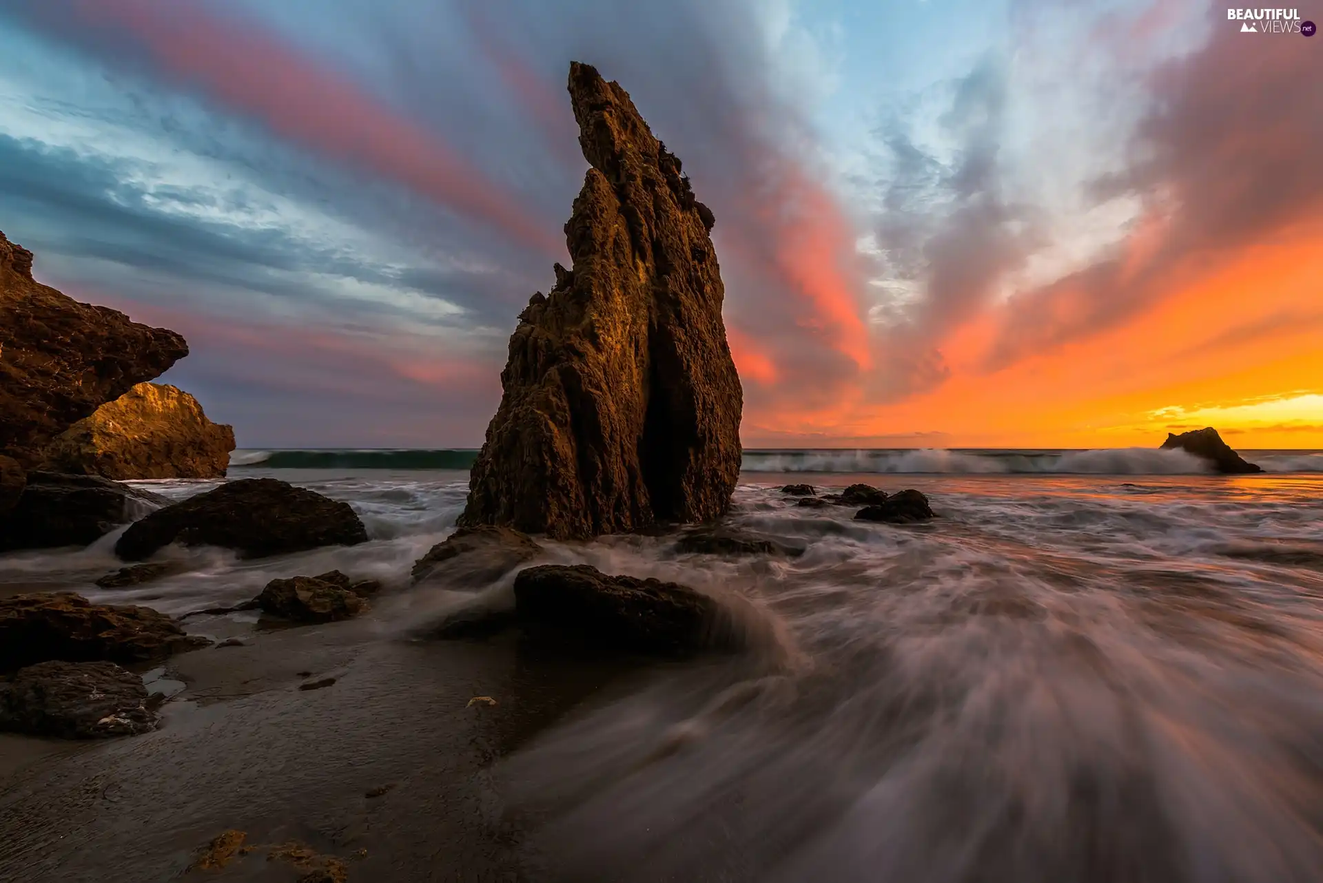 El Matador, California, rocks, Great Sunsets, sea