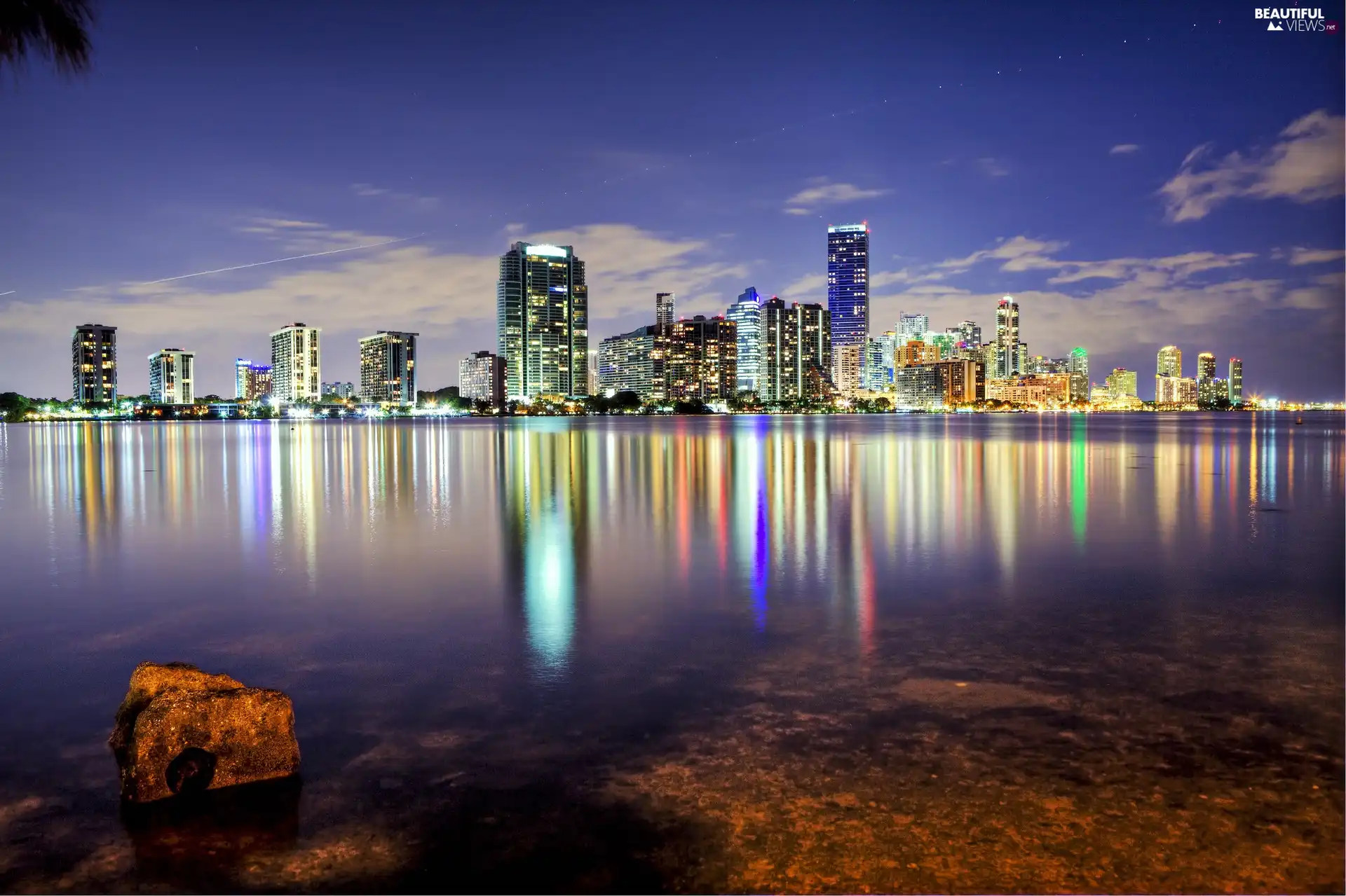 Miami, Floryda, clouds, Ocean, skyscrapers