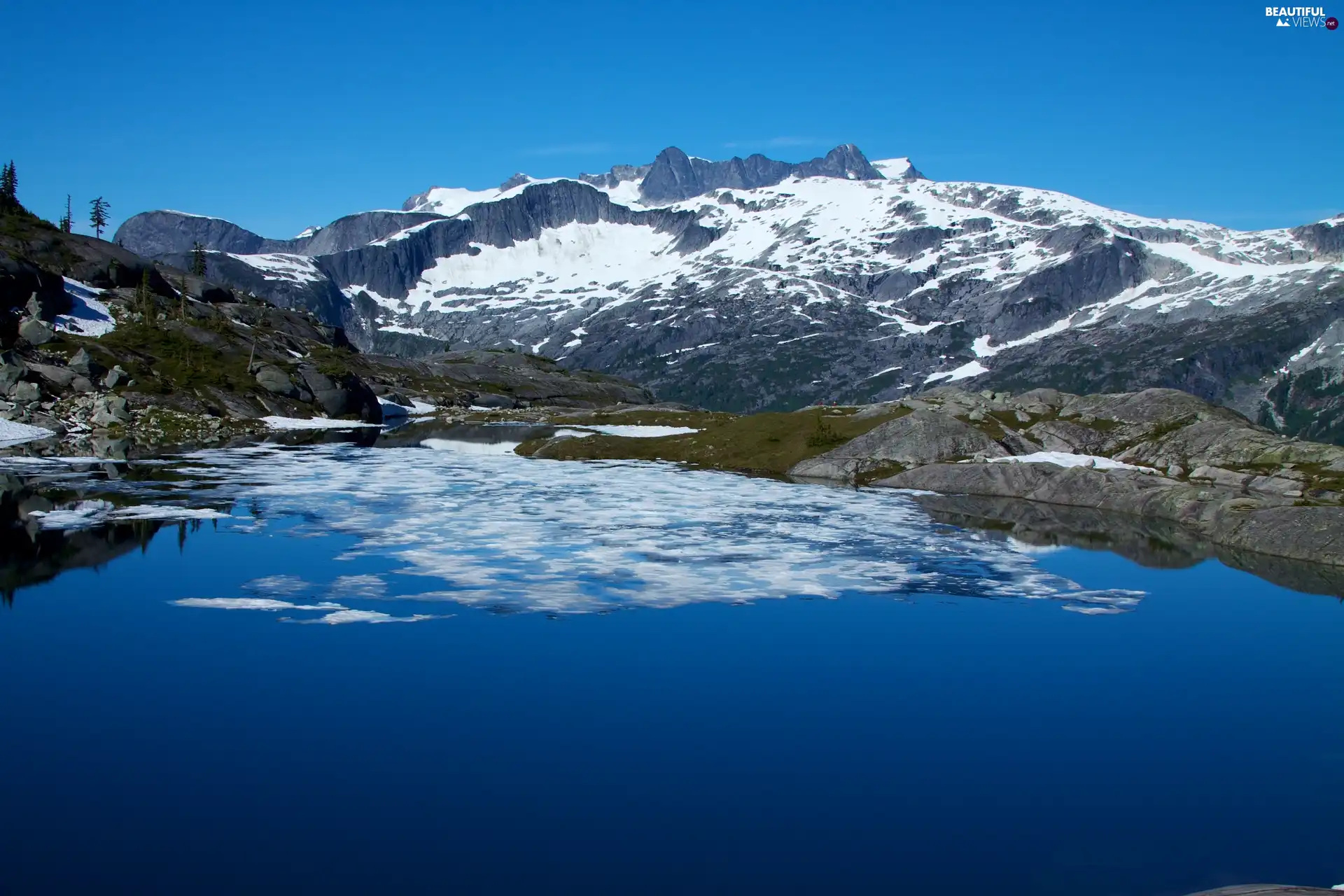 Mountains, blue, lake