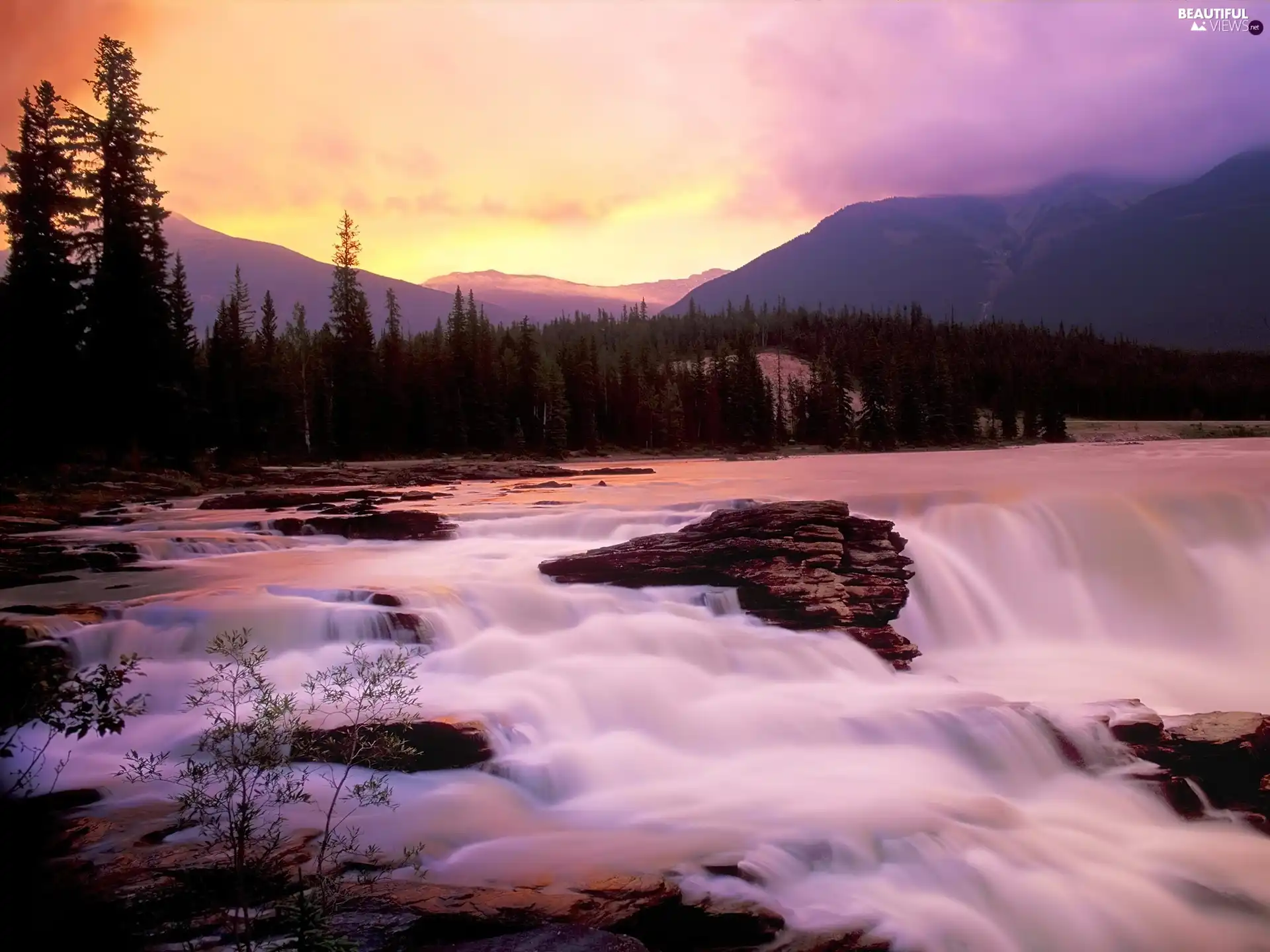 landscape, woods, Mountains, River