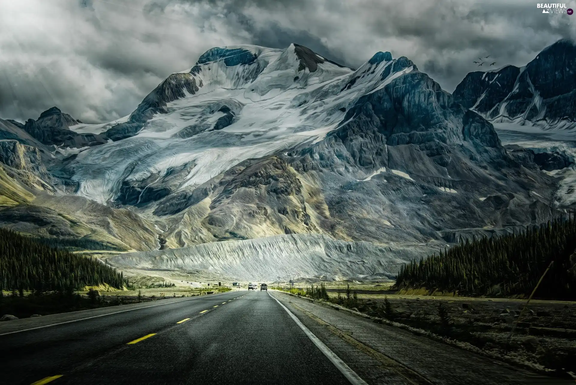 Snowy Peaks, Way, Mountains