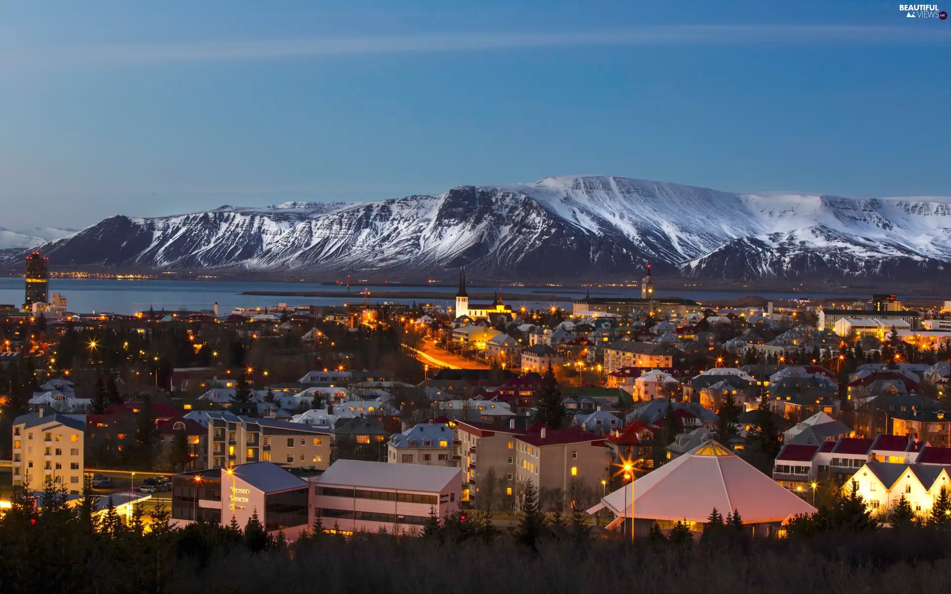 Mountains River Reykjavik Town Iceland Beautiful Views Wallpapers