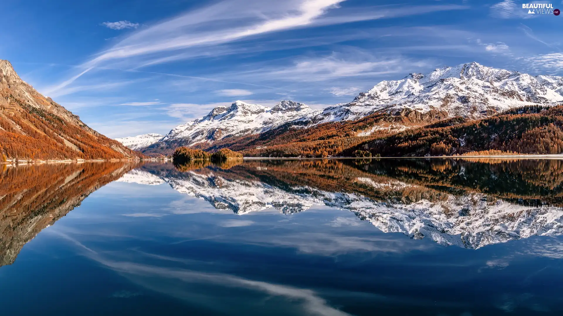 Snowy, winter, lake, Mountains