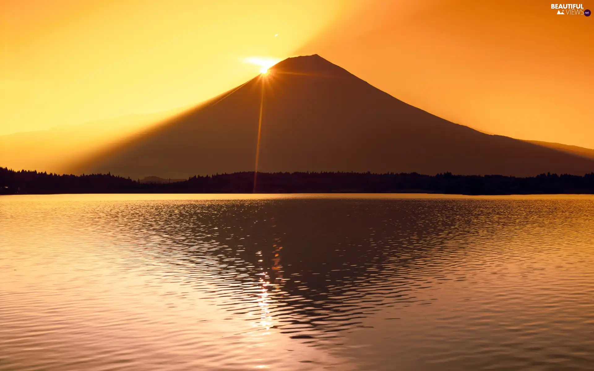 Great Sunsets, River, mountains