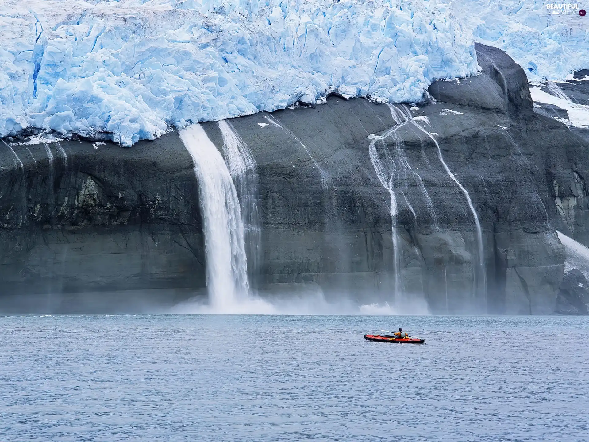 mountains, Alaska, waterfall