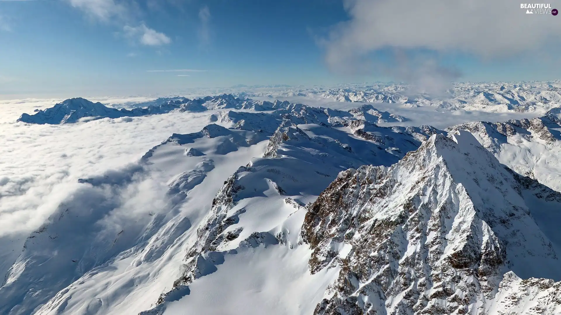 peaks, Mountains, winter