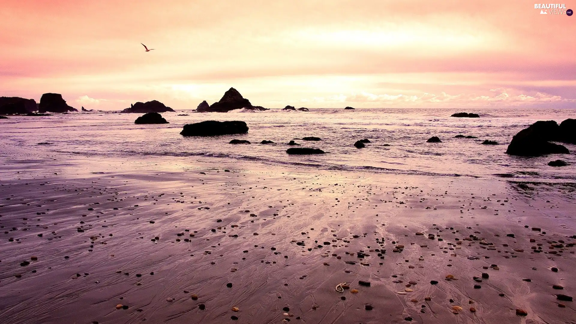 Coast, rocks, Pebble, projections