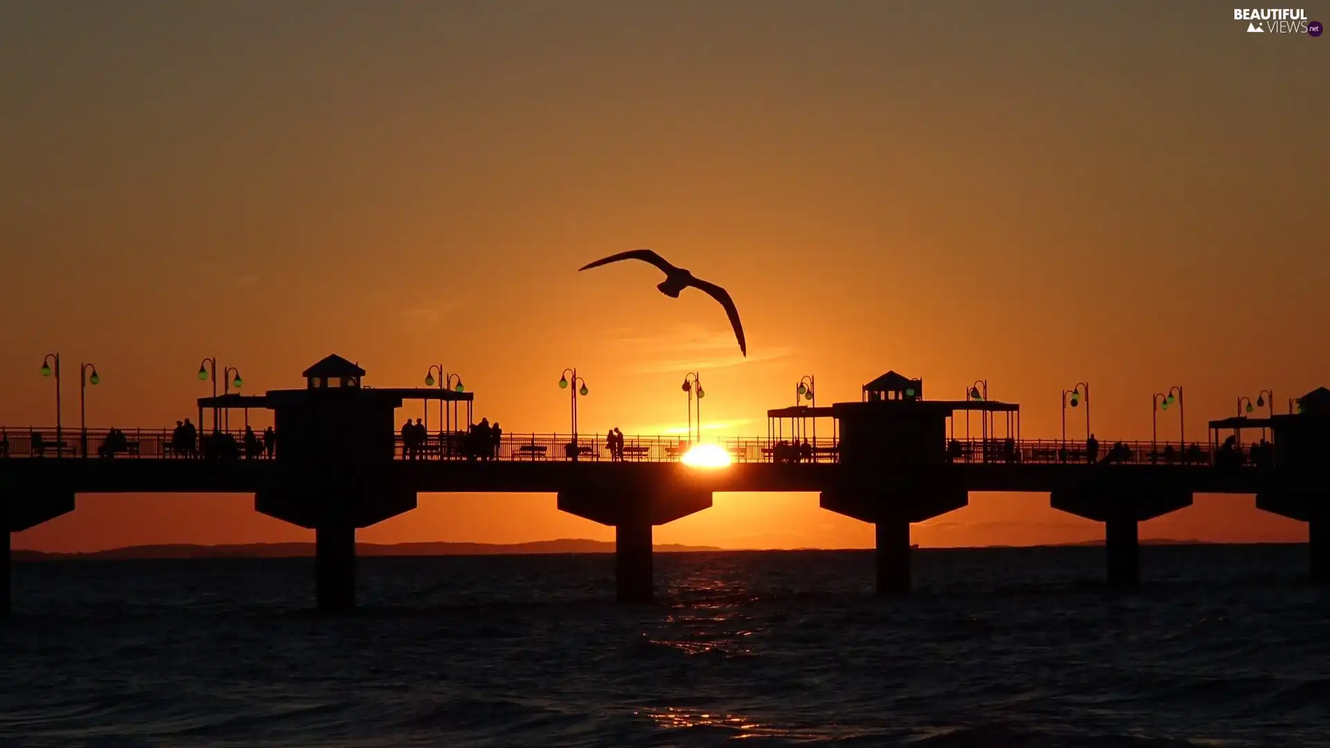 pier, west, sun