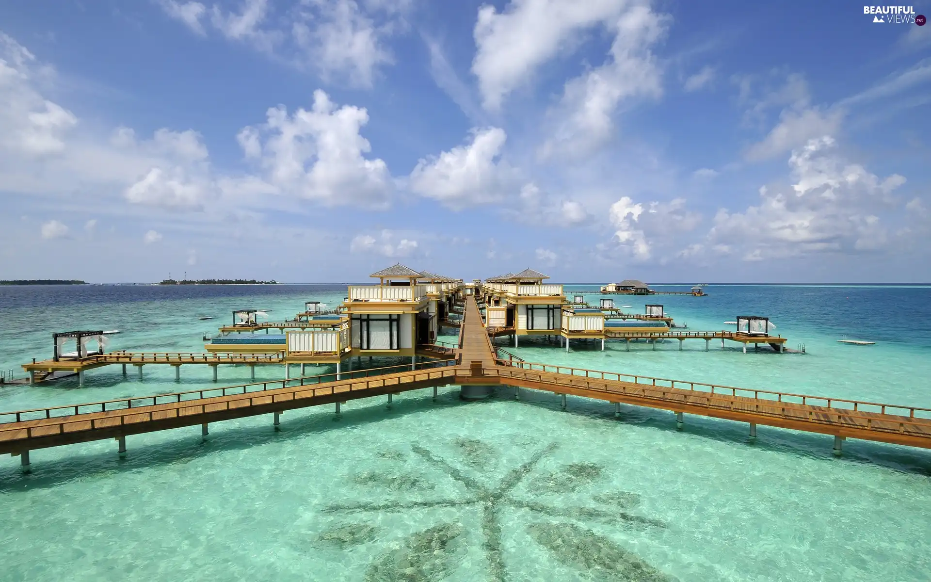 an, sea, Platform, Tropical, piles, Houses