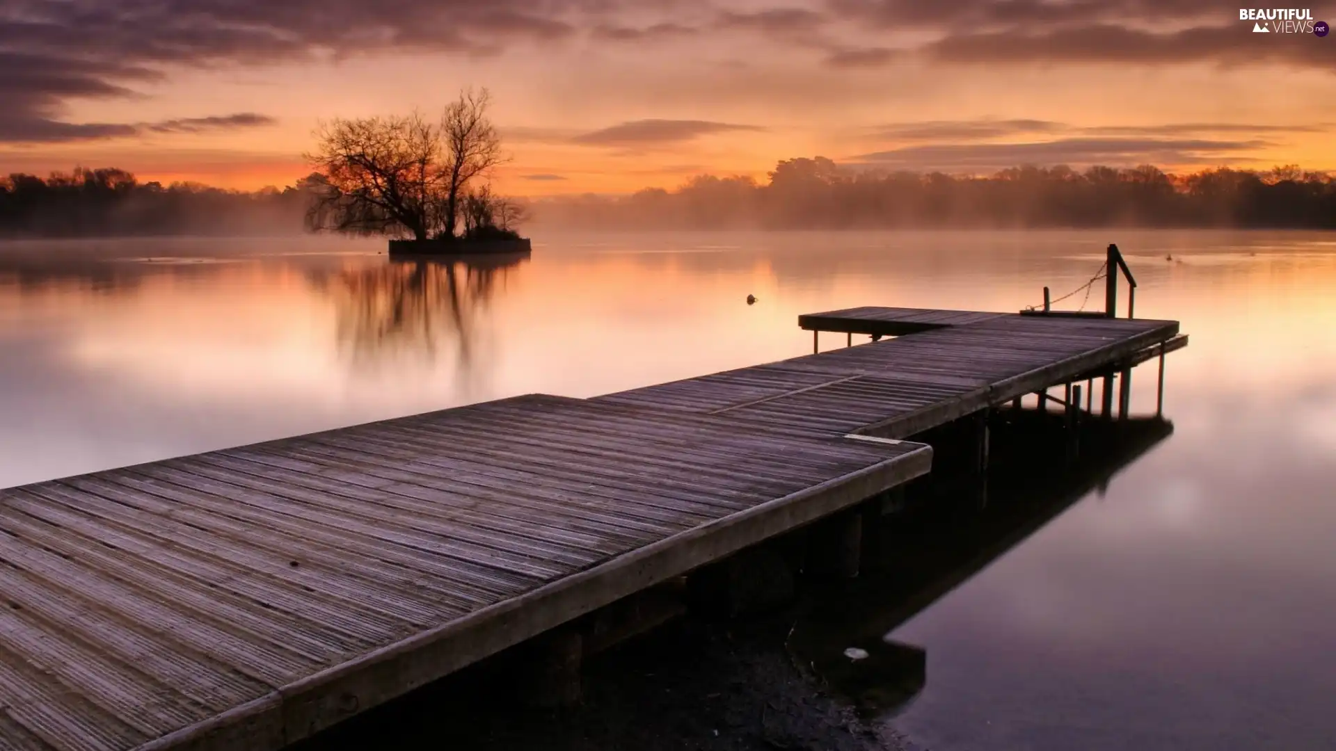 west, lake, Platform, sun