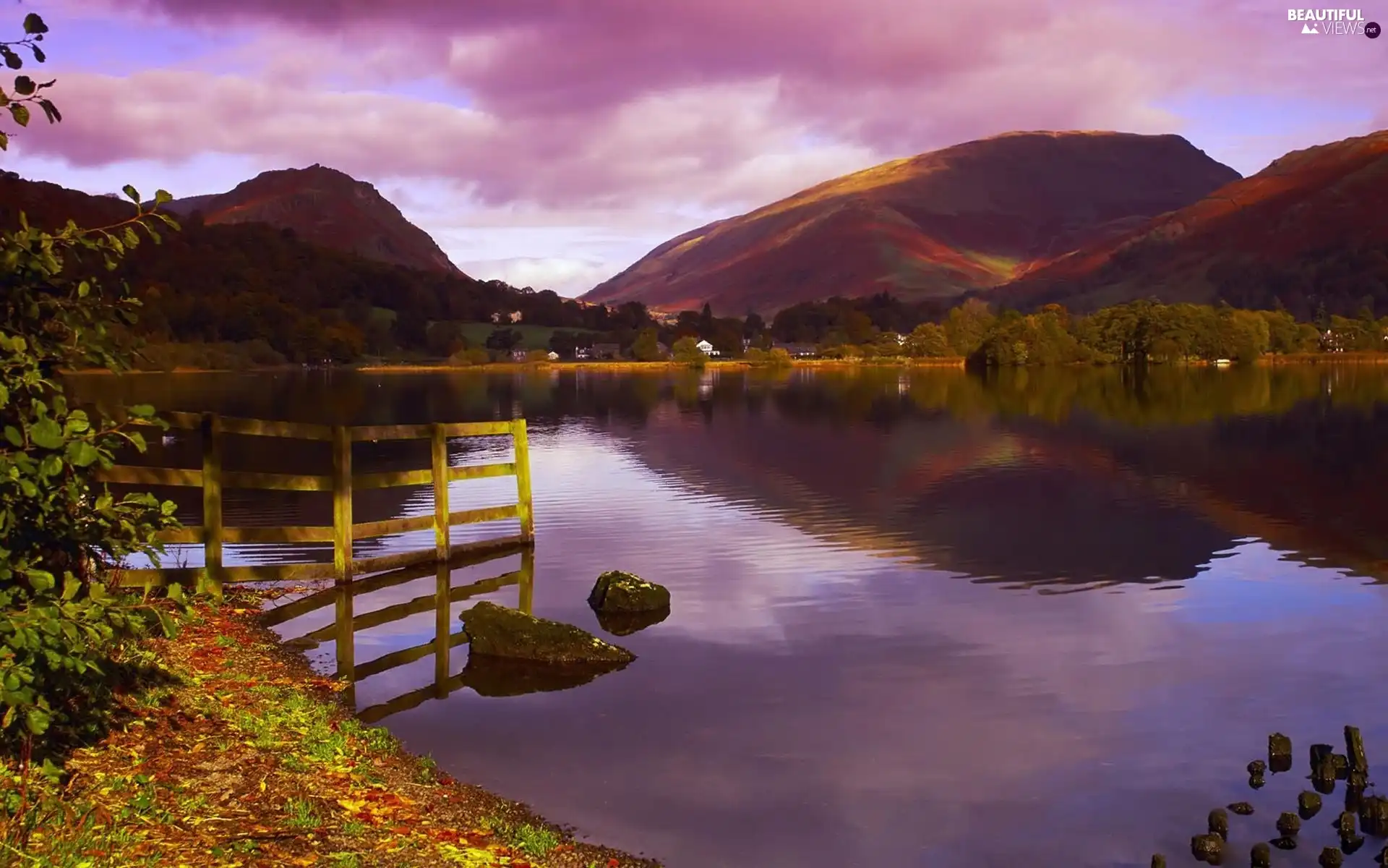 lake, clouds, reflection, Mountains