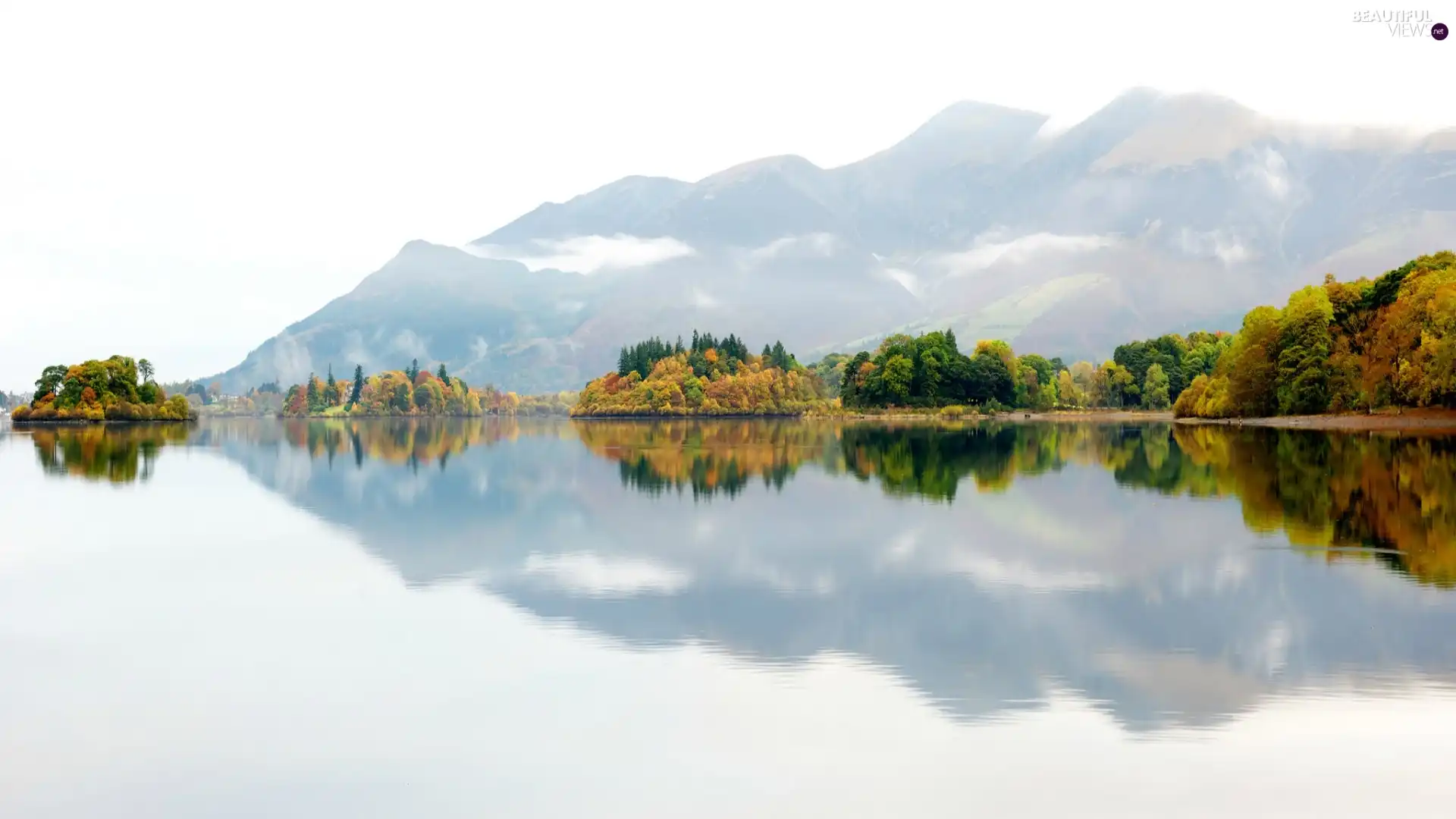 reflection, lake, Mountains