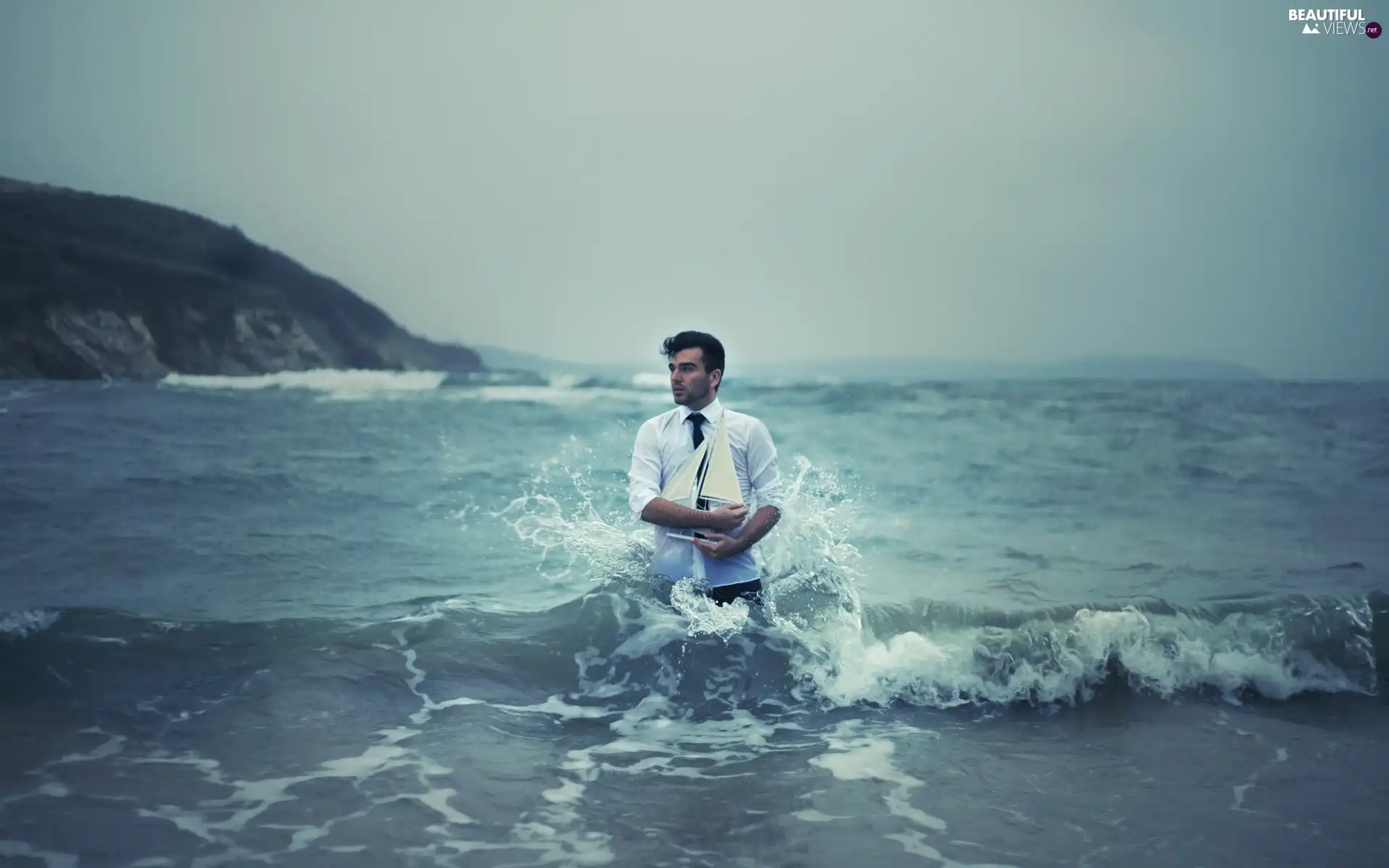 a man, sea, Rocks, Carina