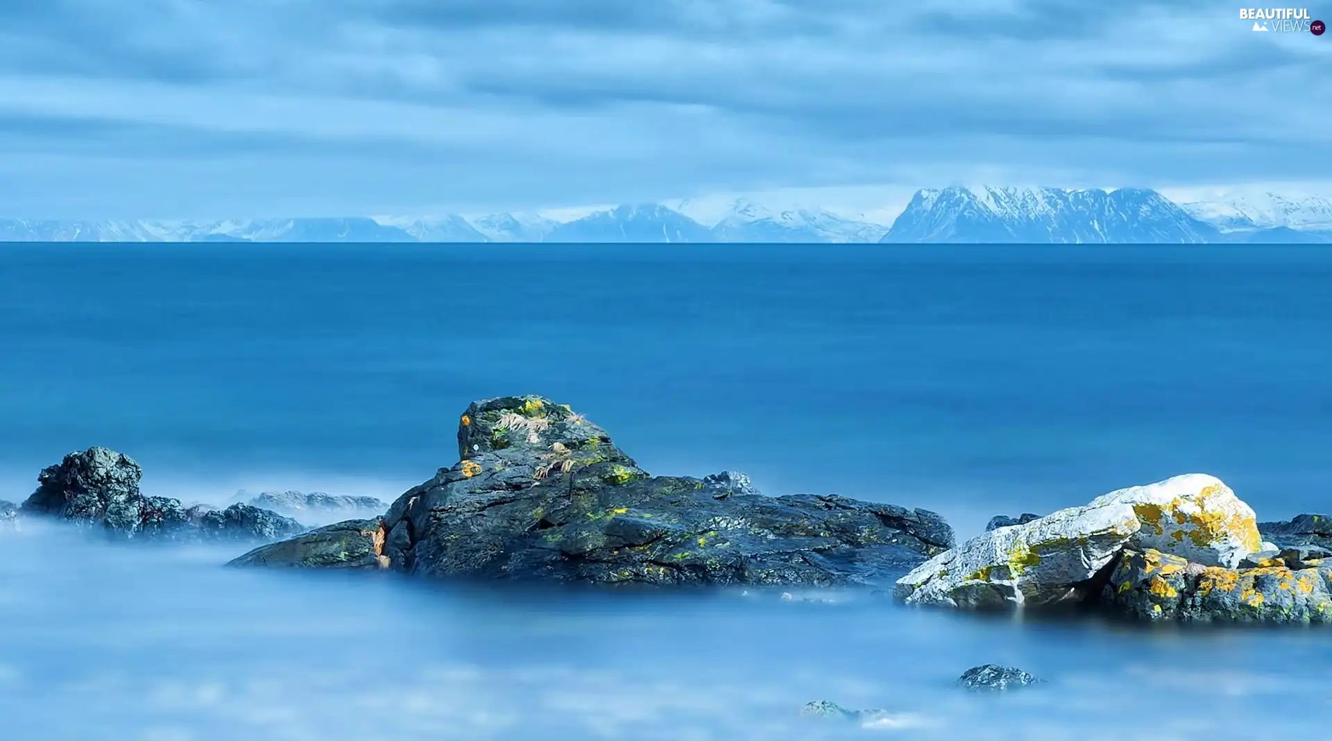 rocks, blue, sea