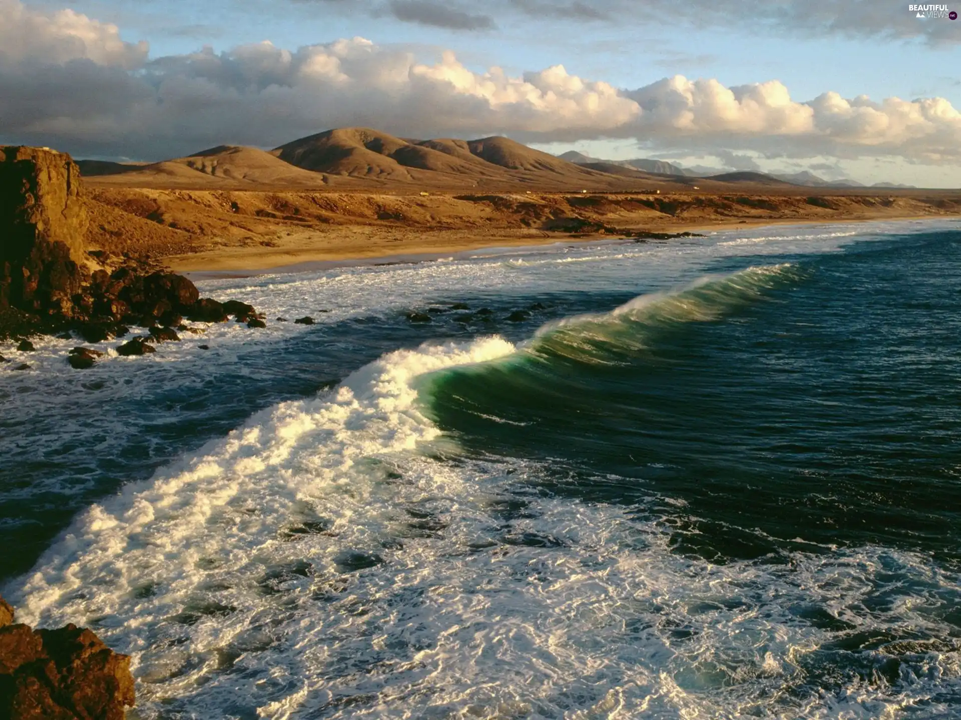 rocks, sea, Waves