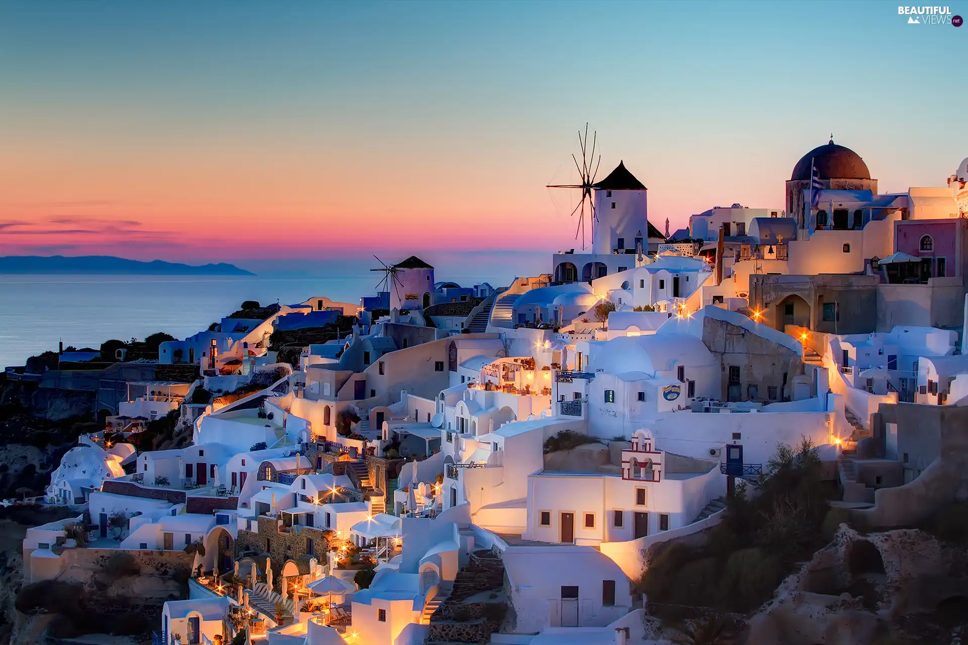 Oia Village, Greece, Great Sunsets, Windmill, Houses, santorini