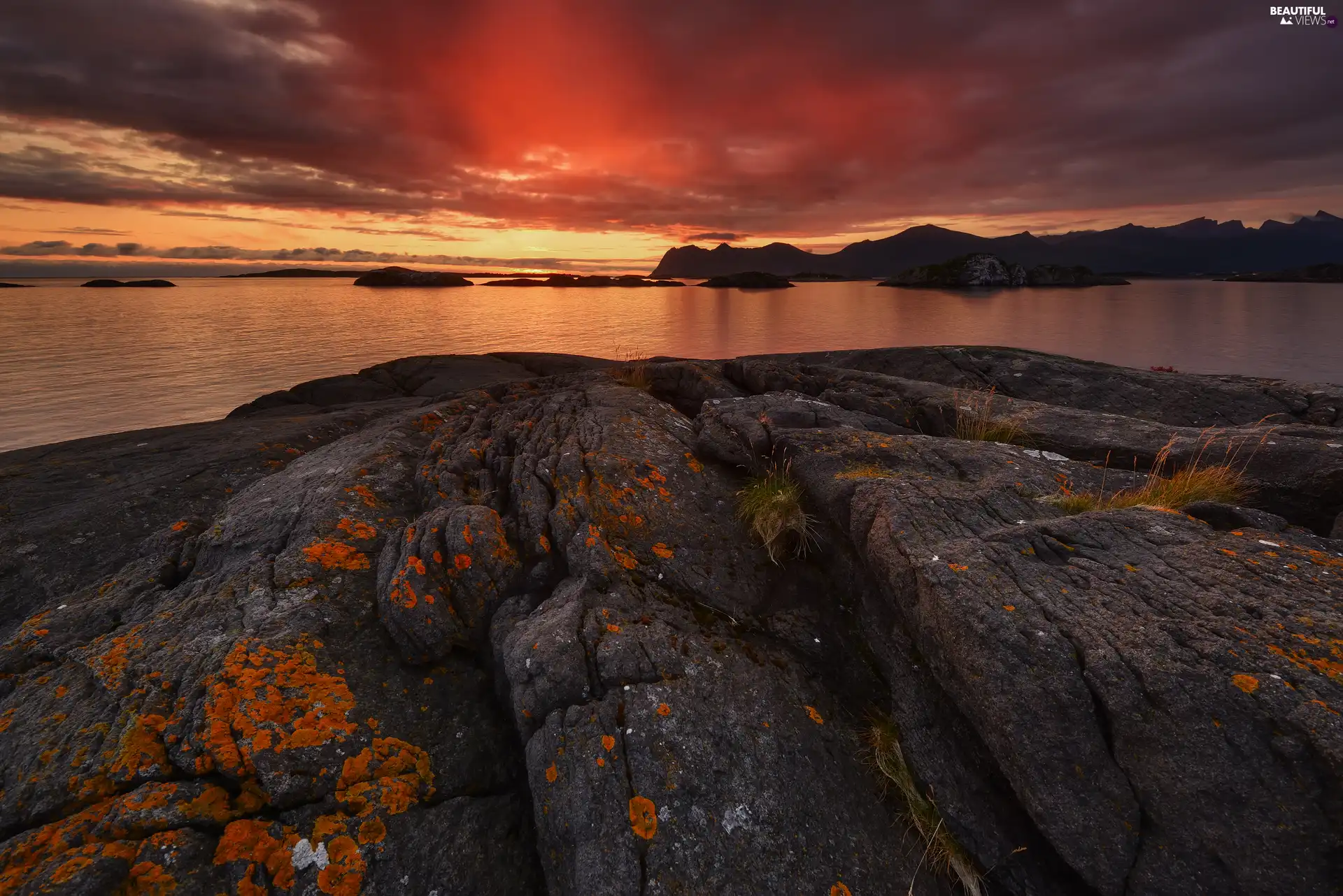 Senja Island, Norway, sea, rocks, Great Sunsets