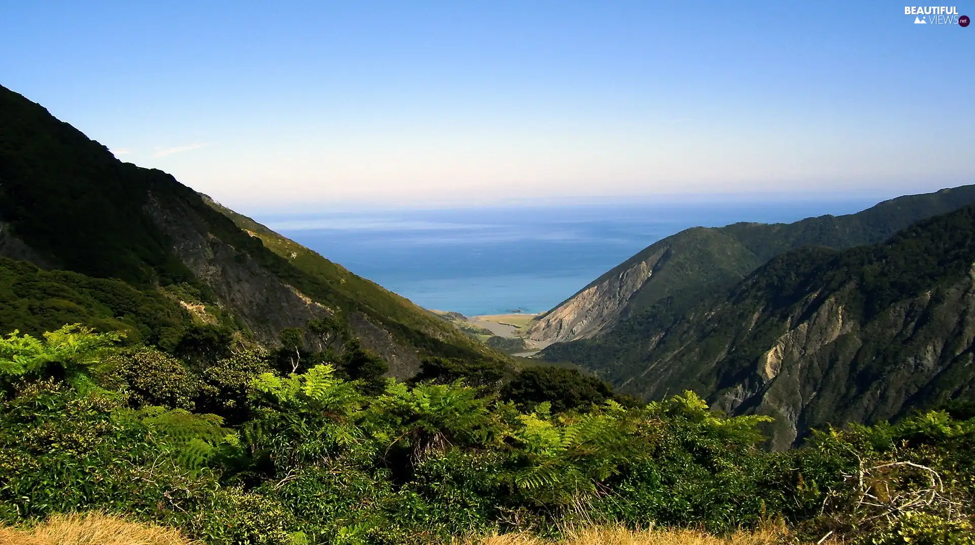 sea, Mountains, peaks