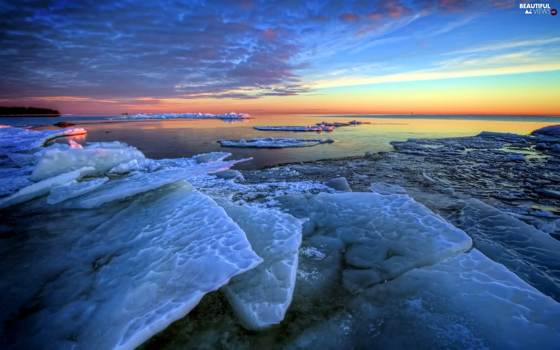 sea, Sky, Kry, winter, Great Sunsets