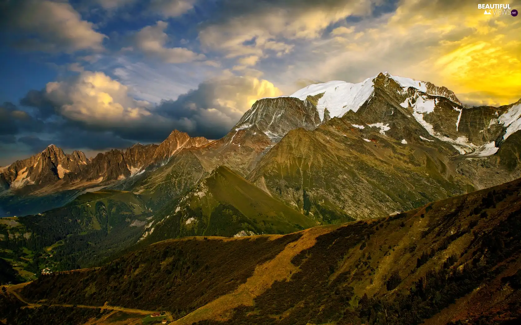 Sky, Mountains, clouds