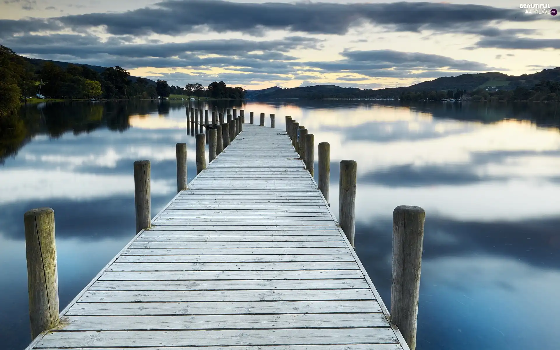 Sky, pier, lake