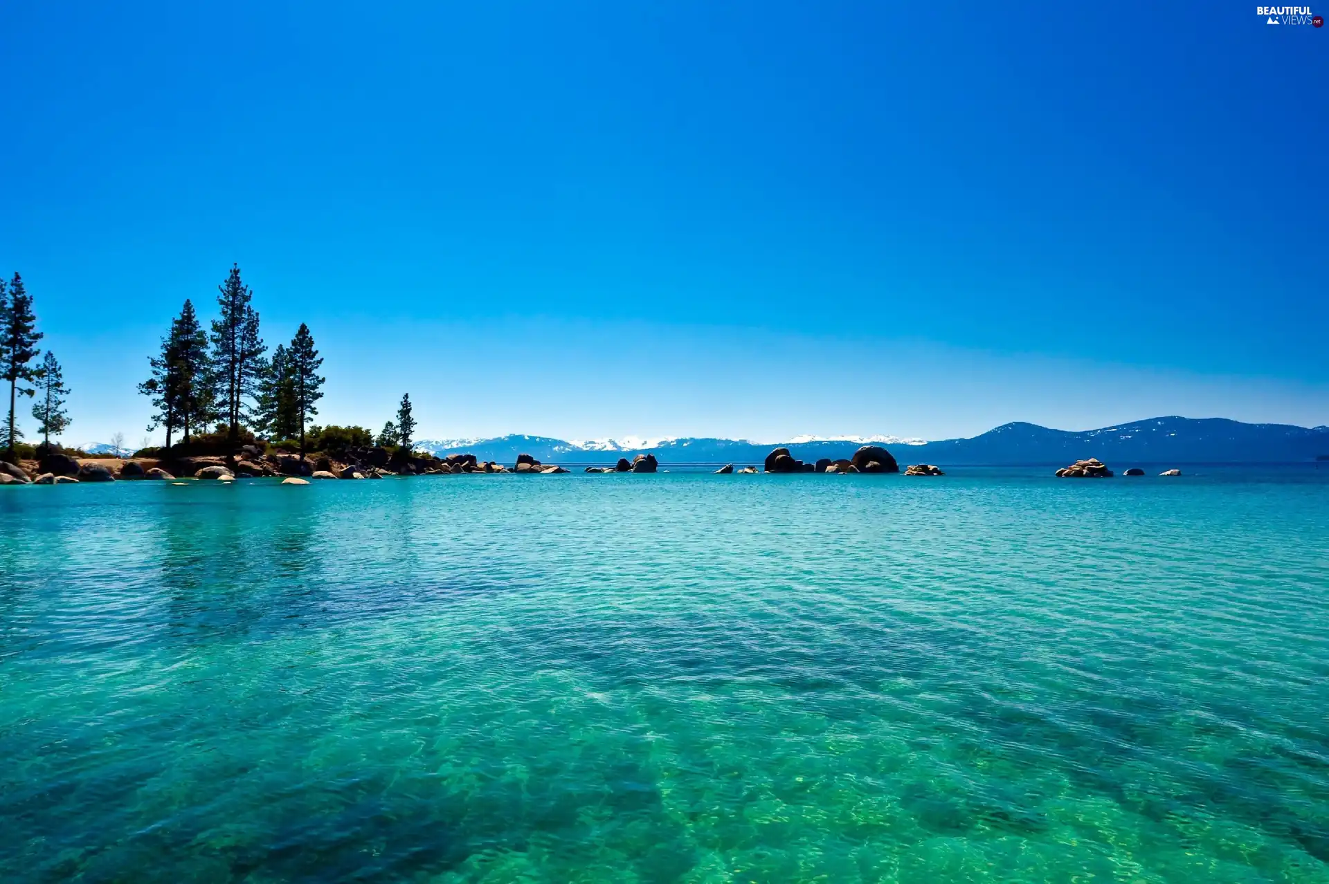 lake, water, Sky, blue